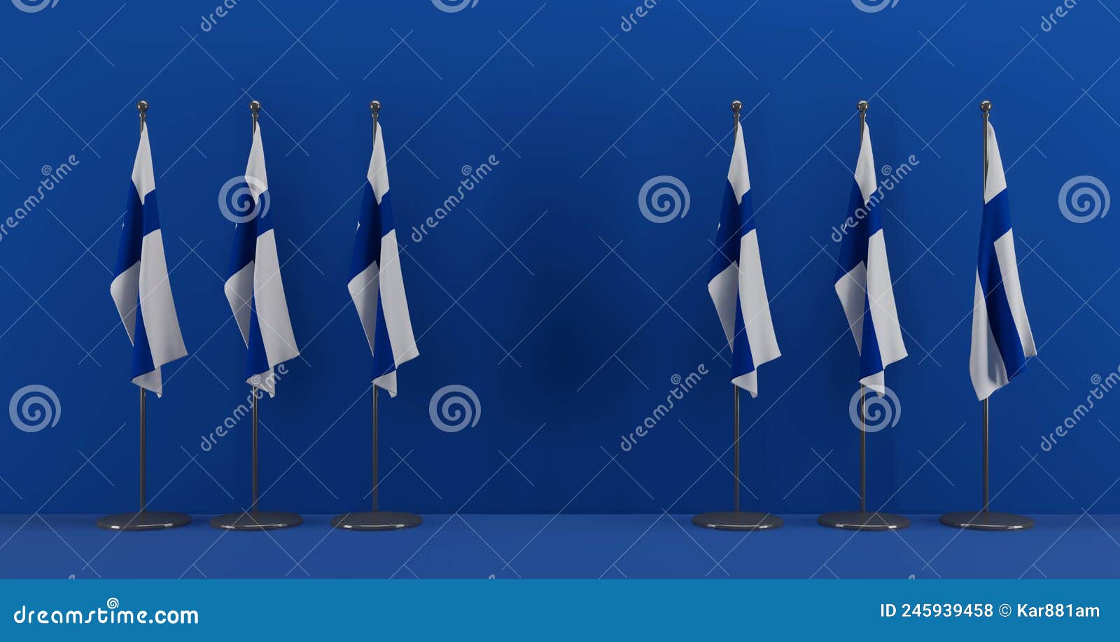 finlandia summit or meeting concept. finlandia flags on the blue background. 3d  and 3d work