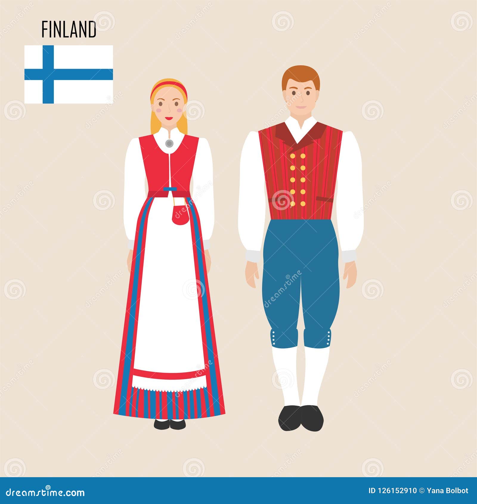 Finnish Woman and Man in Traditional ...