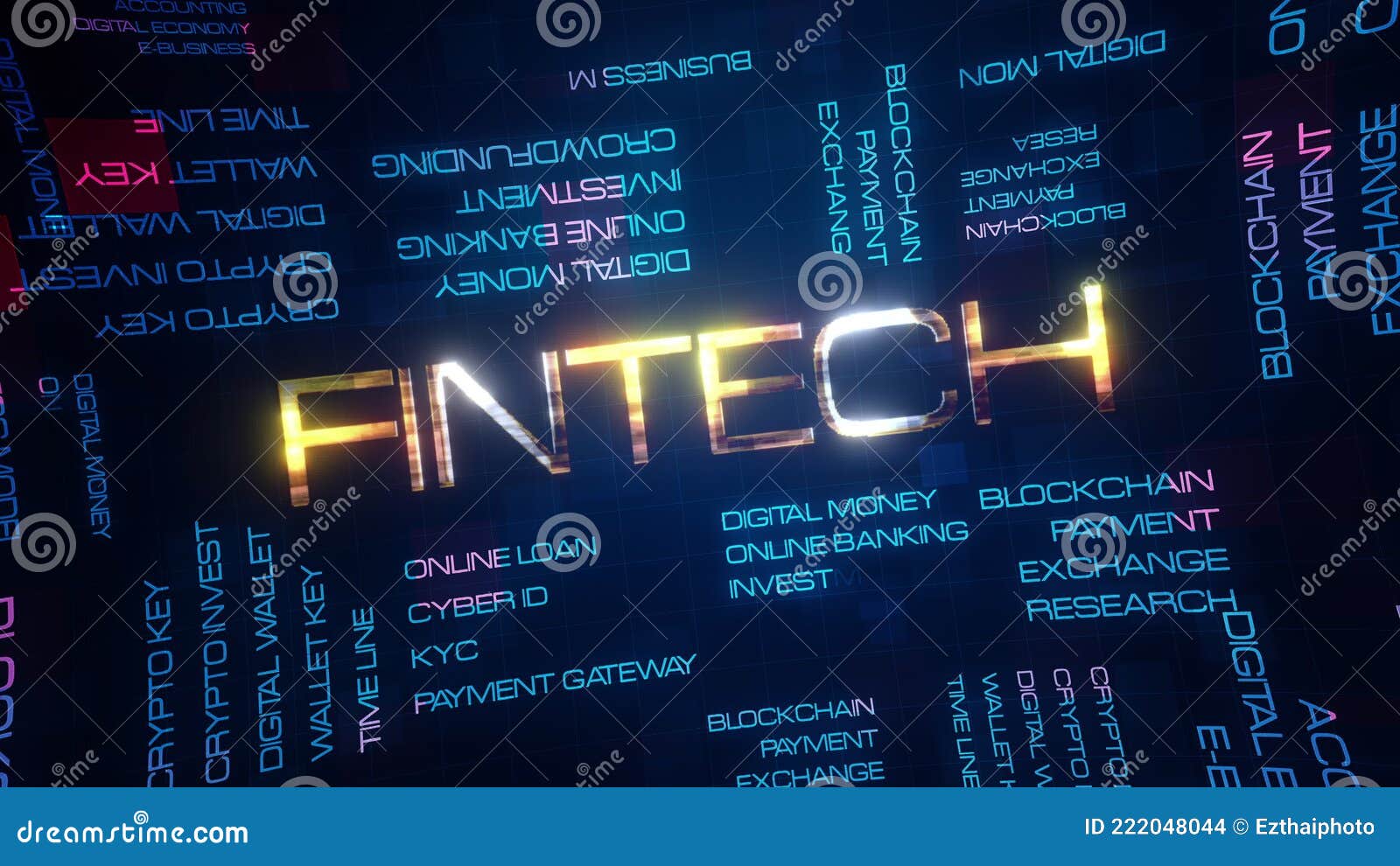 Fintech Financial Technology Animated Word Cloud, Text Design Animation. 4K  3D Rendering Kinetic Typography Stock Footage - Video of market, money:  222048044