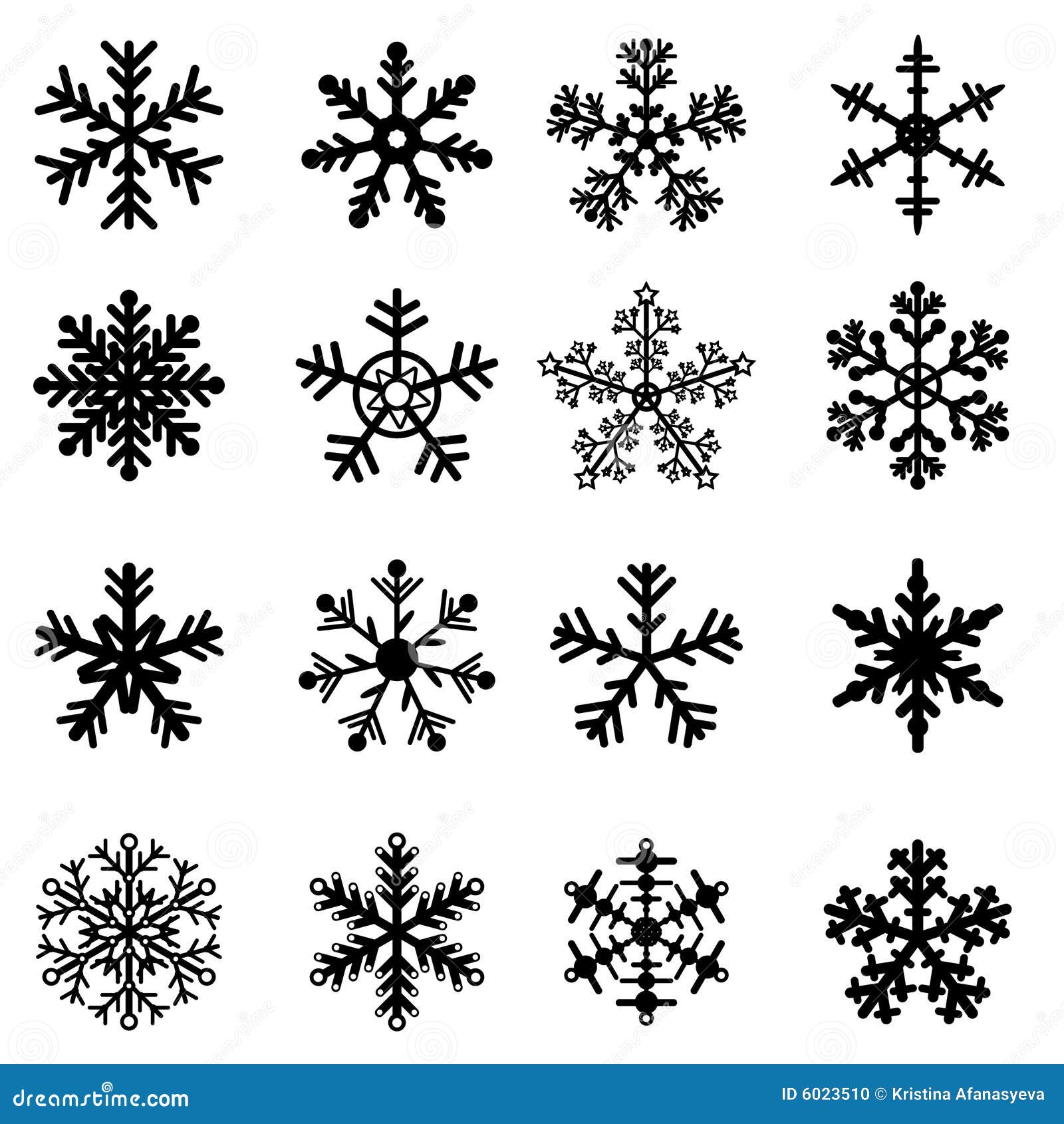 Fiocchi Di Neve In Bianco E Nero Impostati Illustrazione