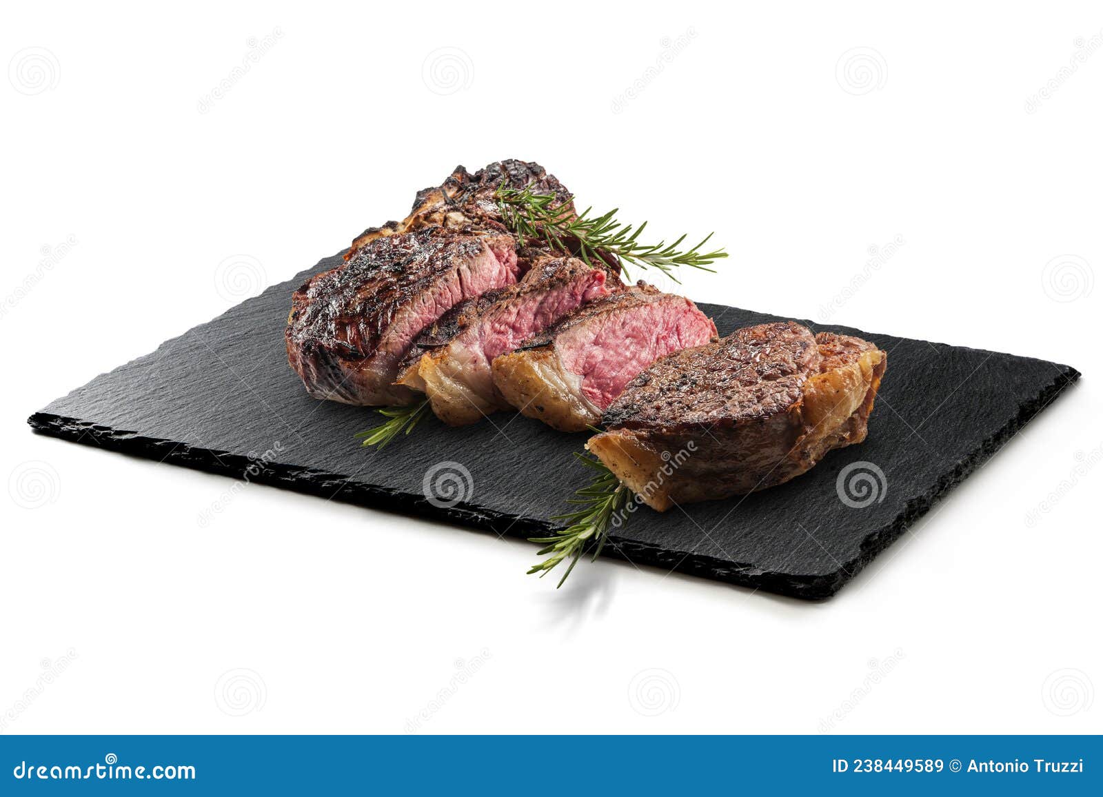 Fiorentina Tbone Steak on Rectangular Plate in Black Slate Stock Image