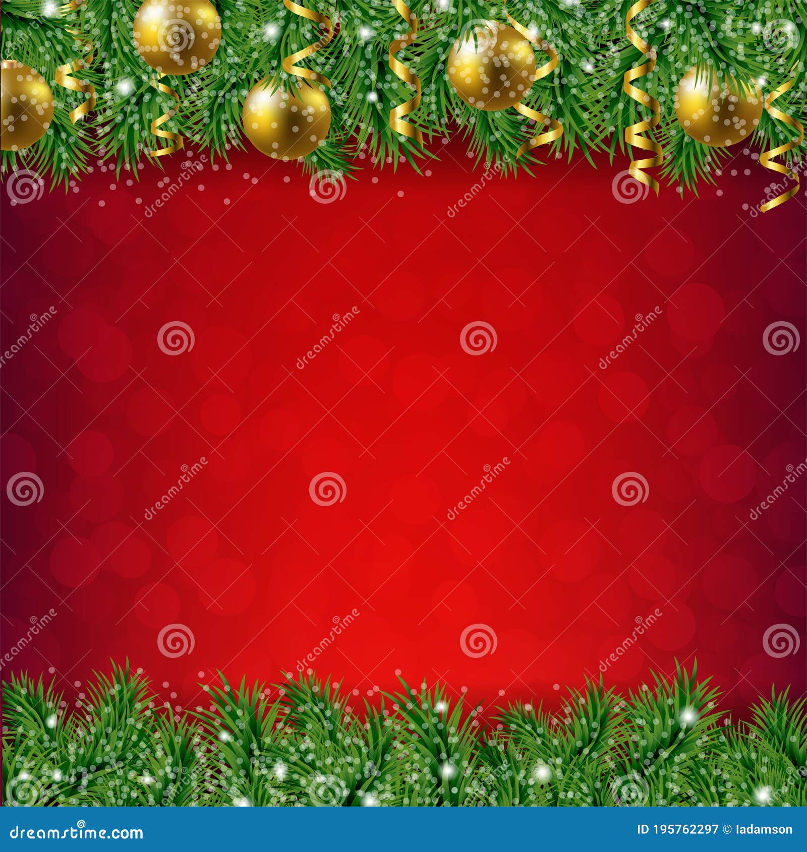 Fir Tree Border with Red Background Stock Vector - Illustration of ...