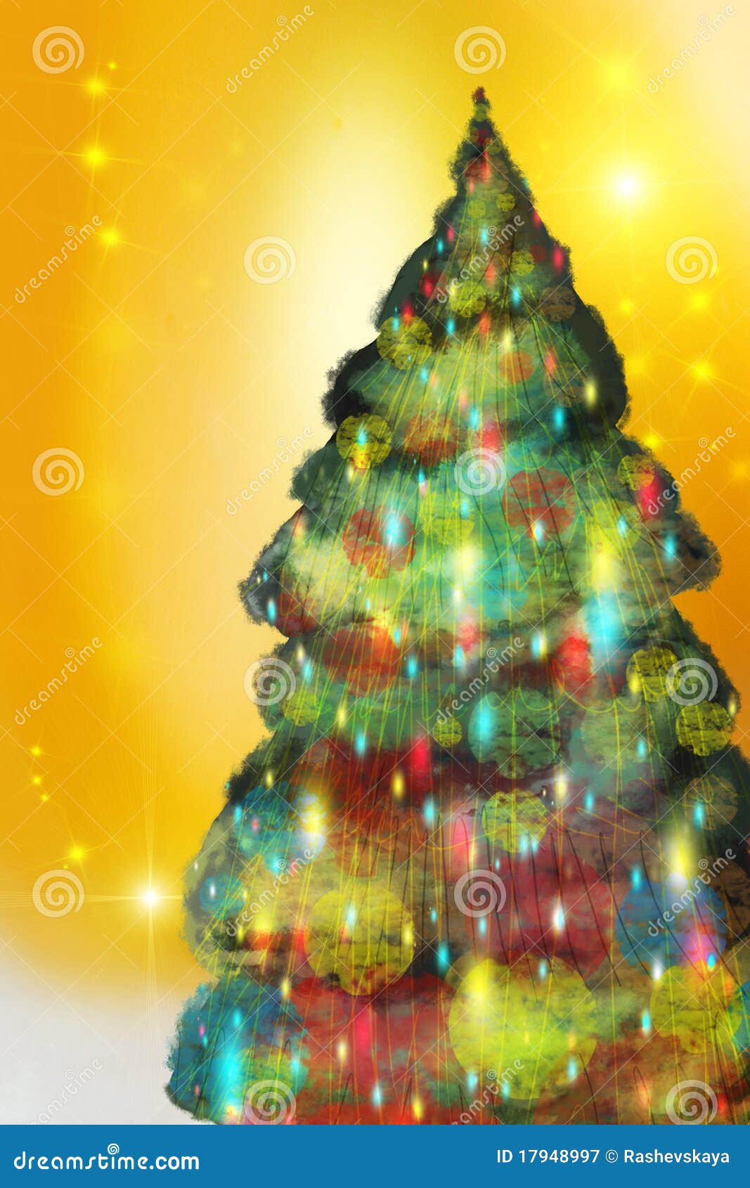 fir-tree on a goldish background