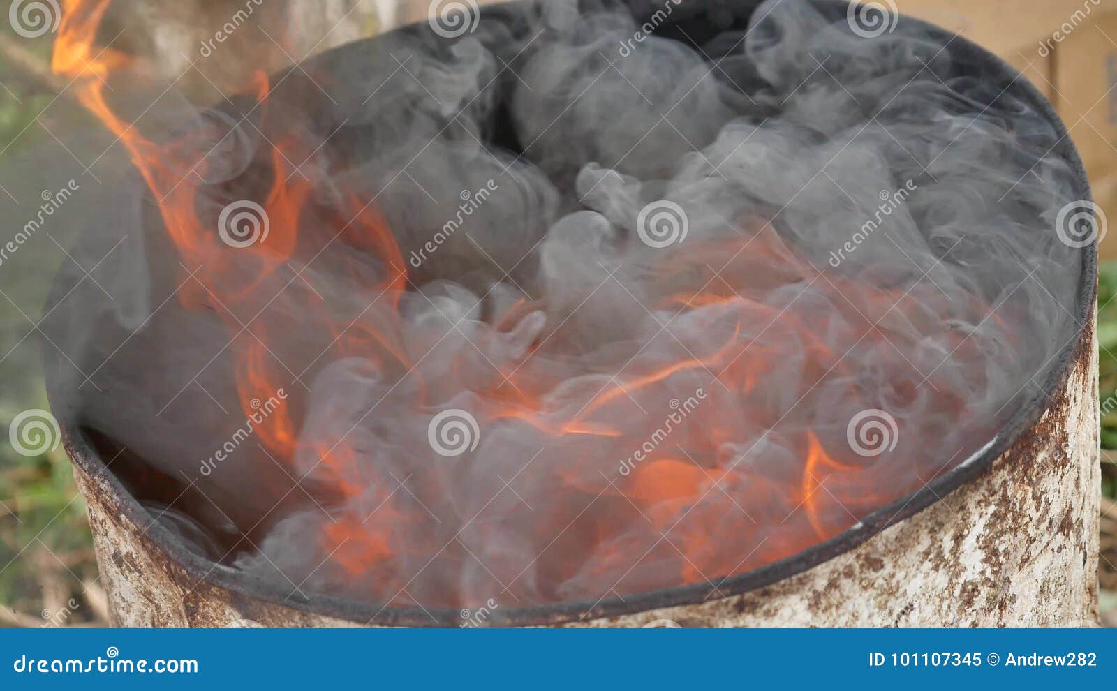 Fire in Barrels Oil Tank stock image. Image of pollution 101107345