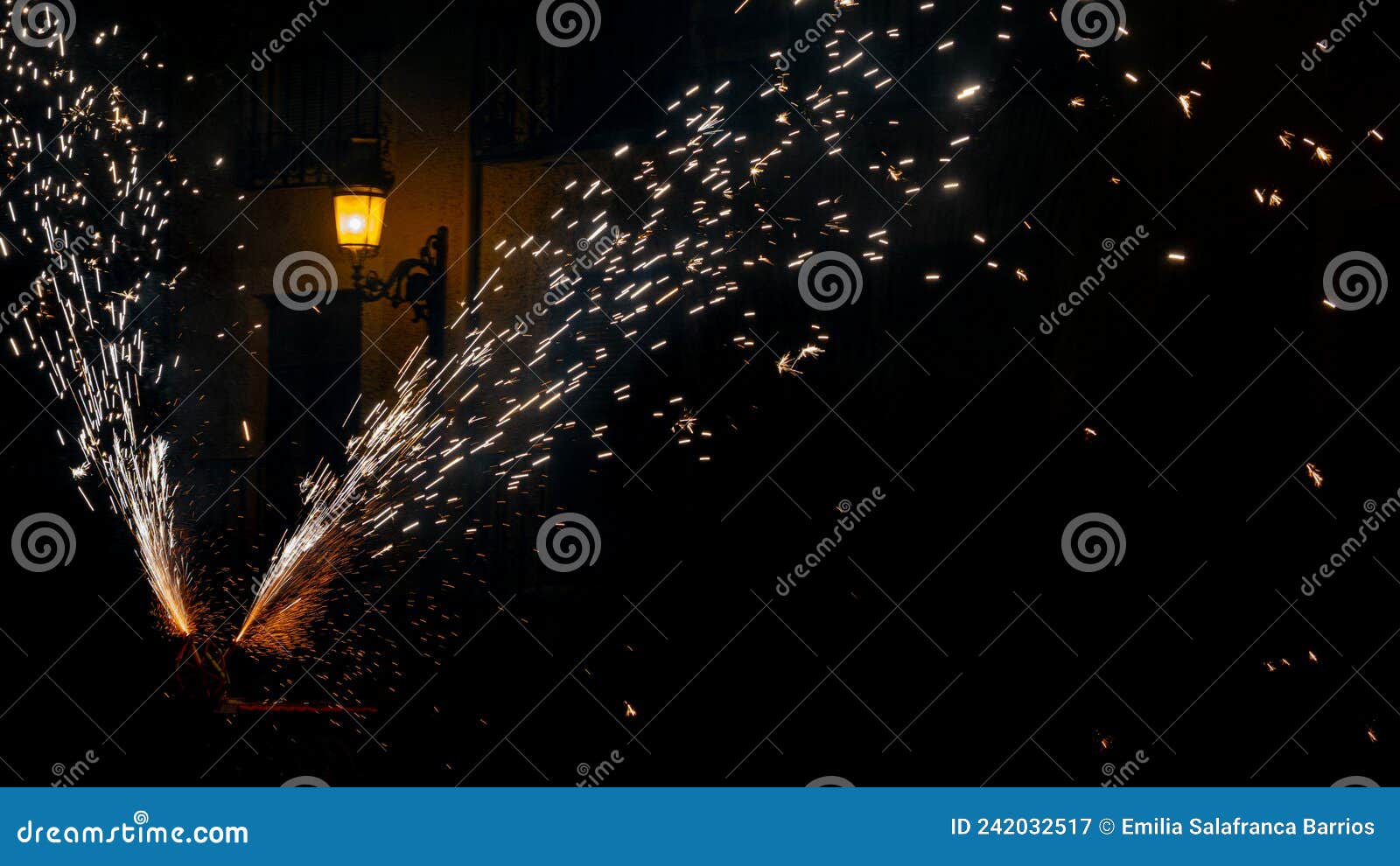 fire bull in the festivities of the village of priego, cuenca, spain