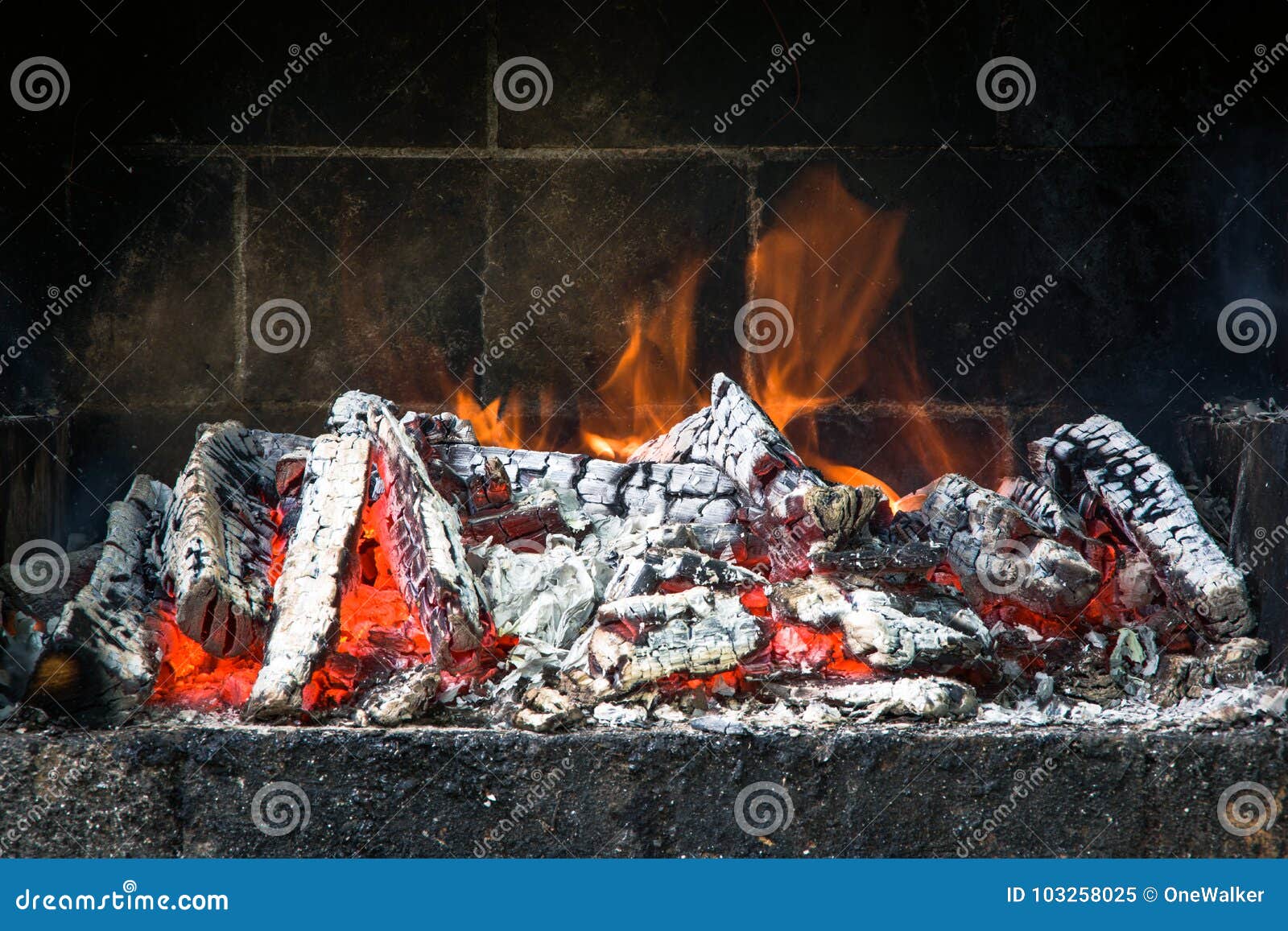 Fire Burning in a Brick Barbecue. Stock Image Image of nature, brick