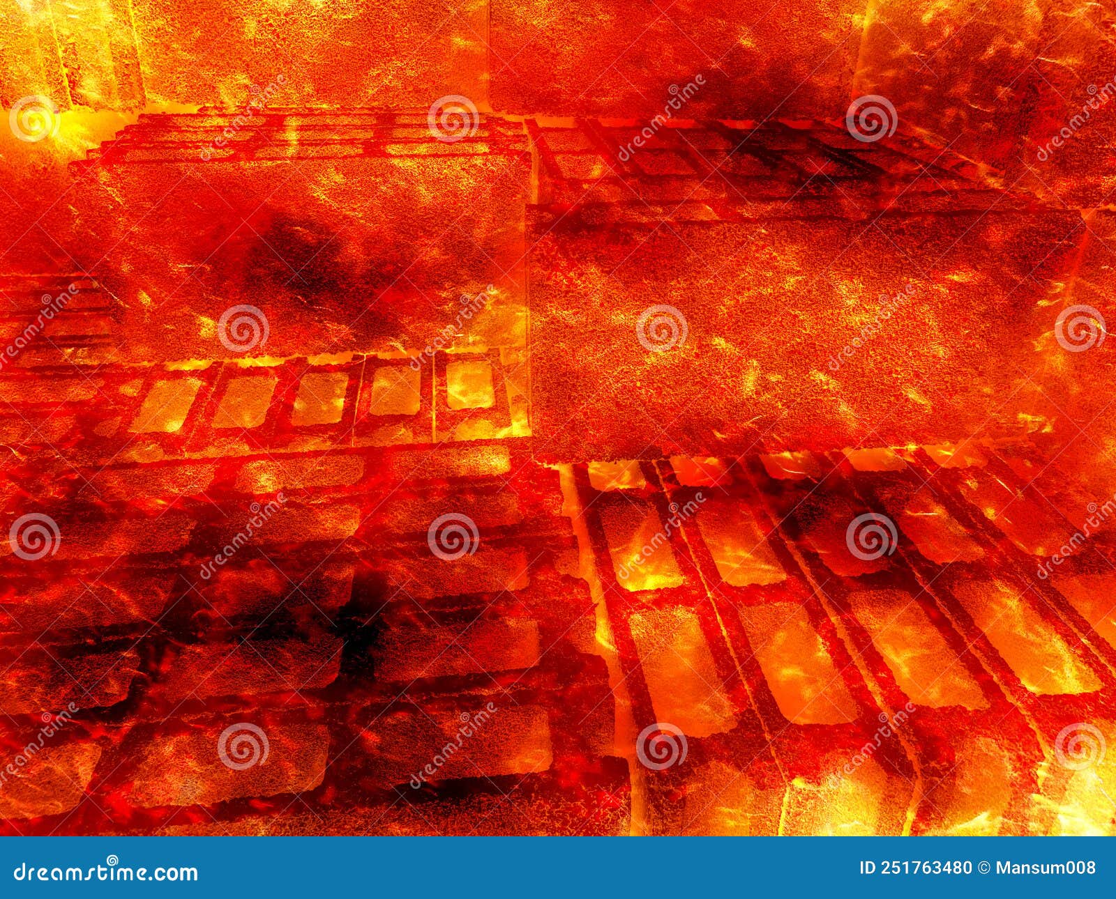 Fire burning brick floor stock illustration. Illustration of flames