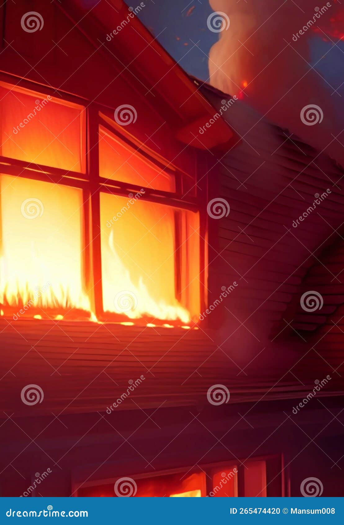 Fire Burning Fireplace in the House Stock Illustration Illustration