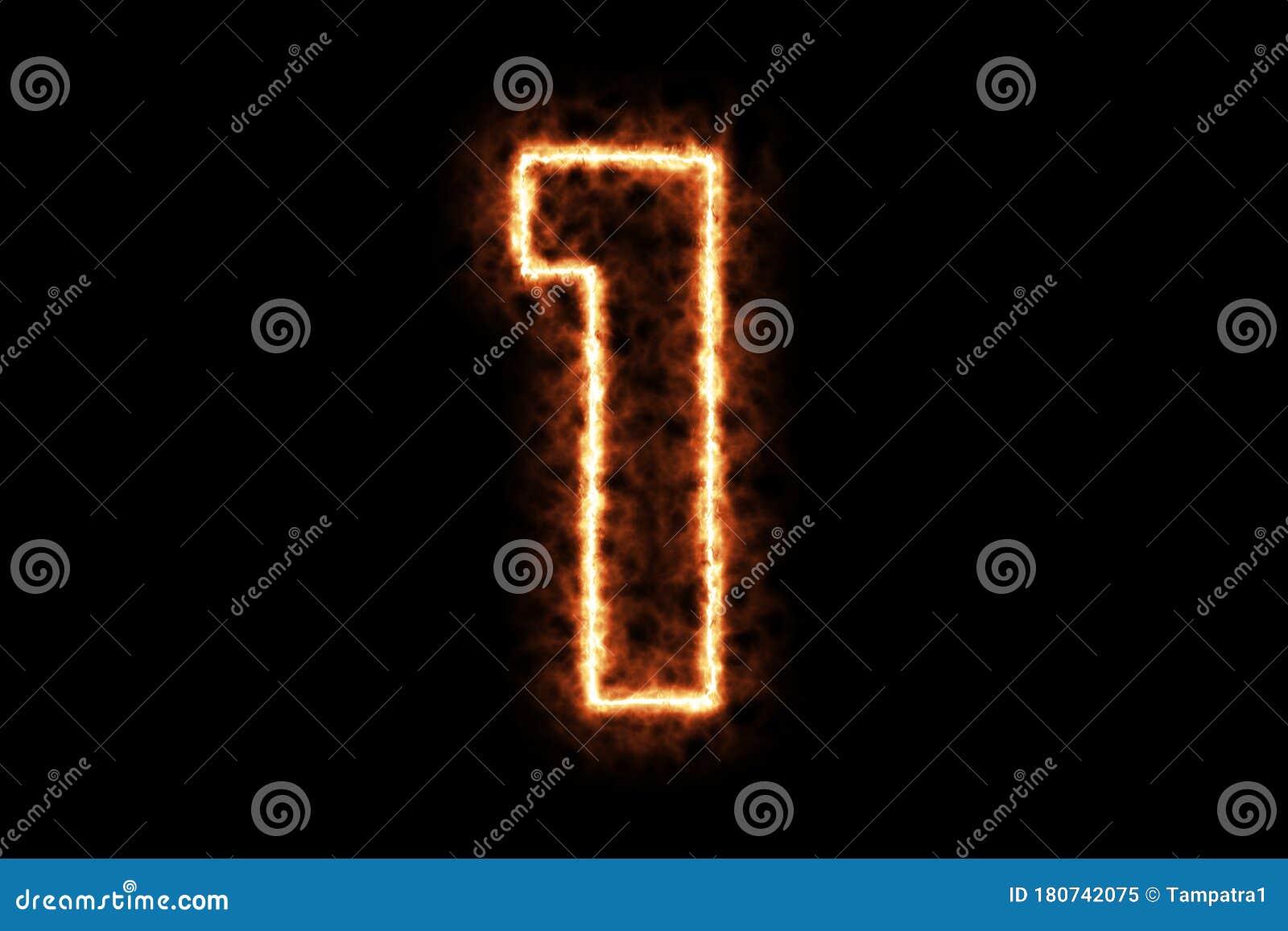 Fire Burning Forming Number One 1 Alphabet Text Character Isolated On