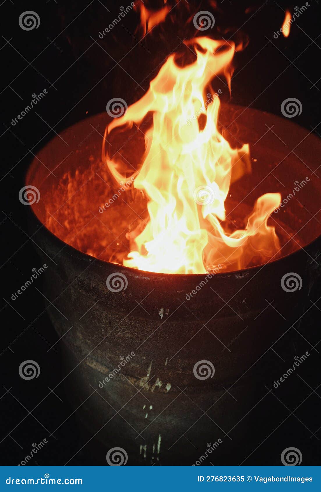 Fire Burning Inside a Metal Barrel Stock Image Image of metal, burn