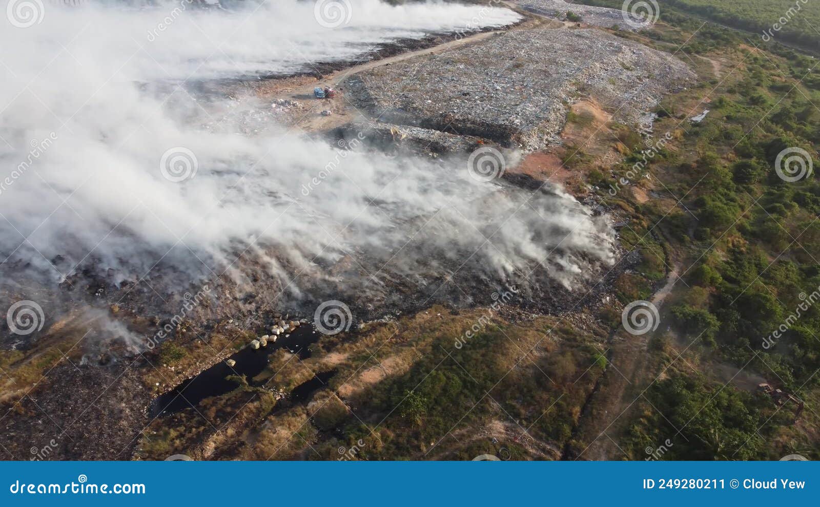 Fire Burning at Landfill Site Stock Video Video of catastrophe