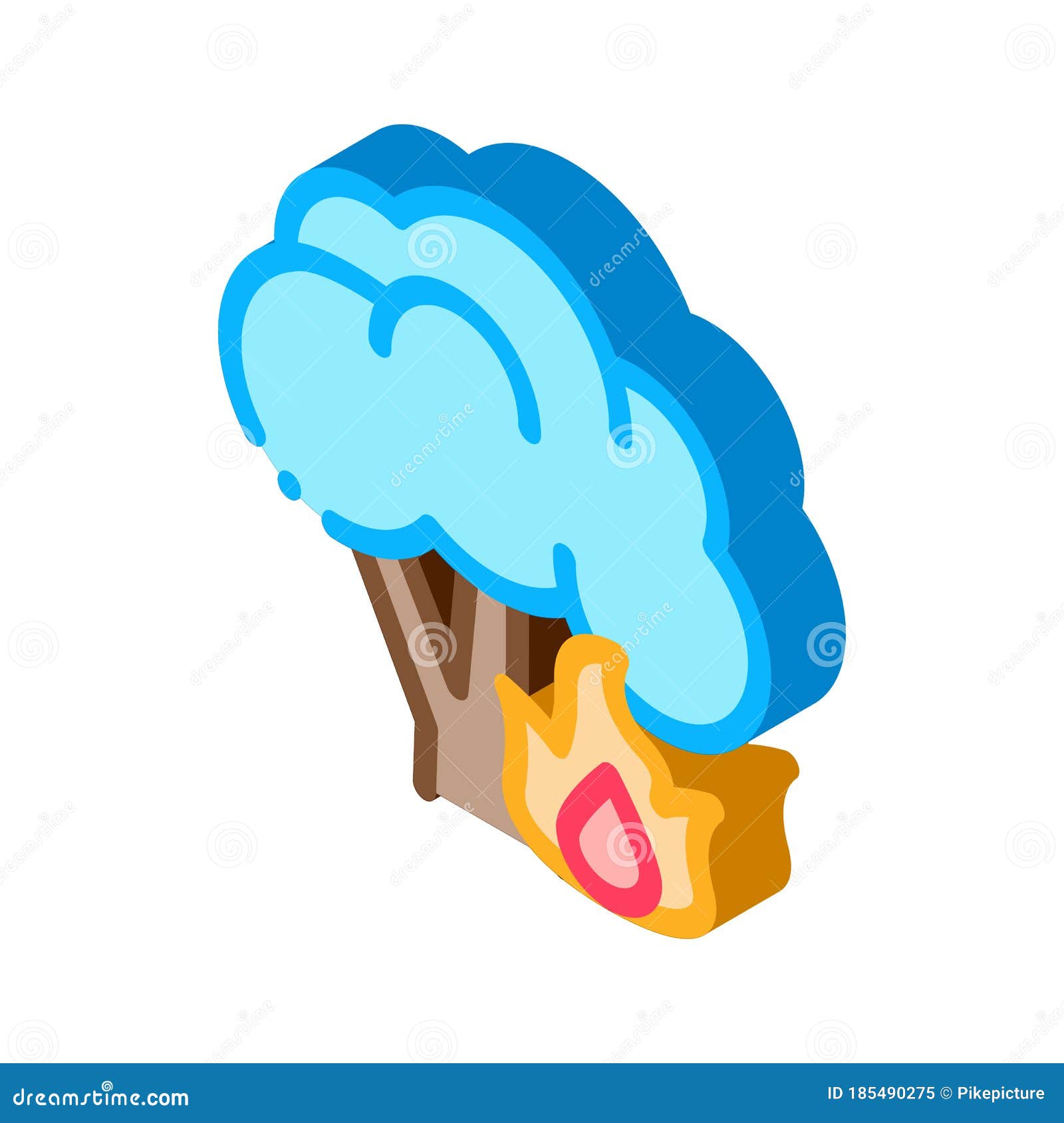Fire Burning Tree Isometric Icon Vector Illustration Stock Vector