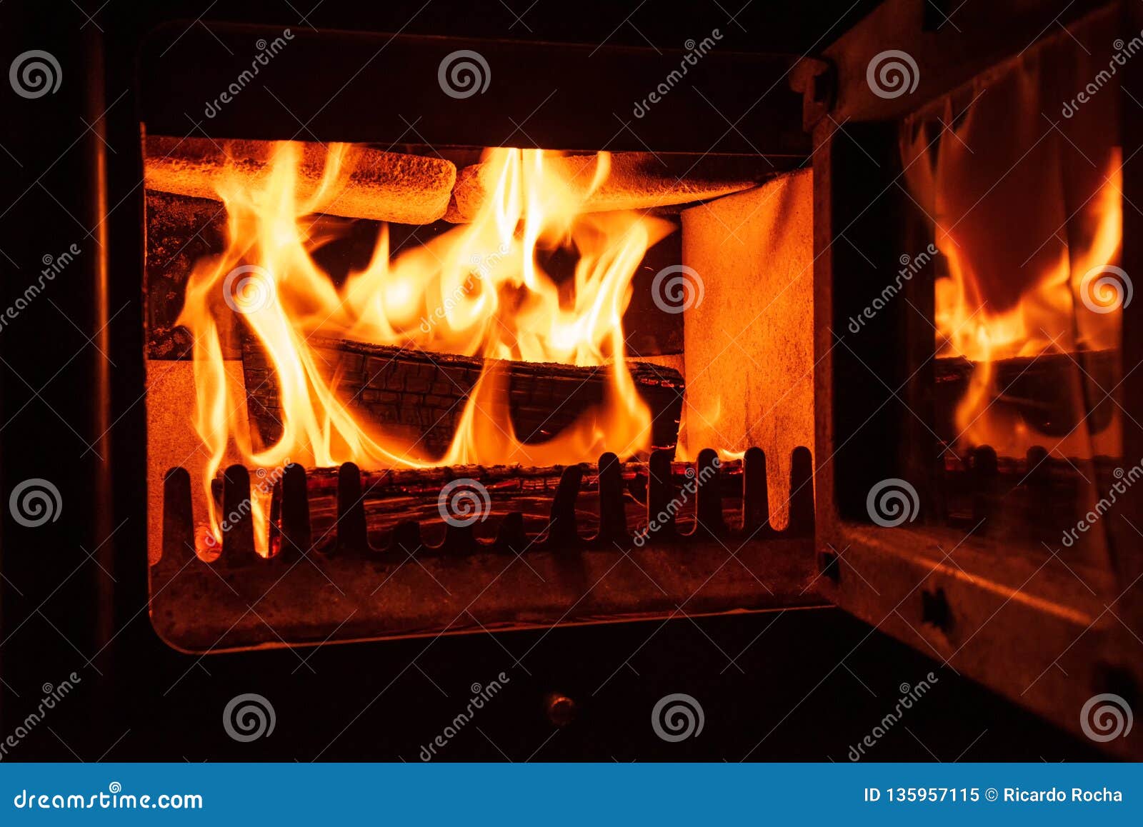 Fire Burning in a Wodd Stove Stock Image Image of isolated, stove