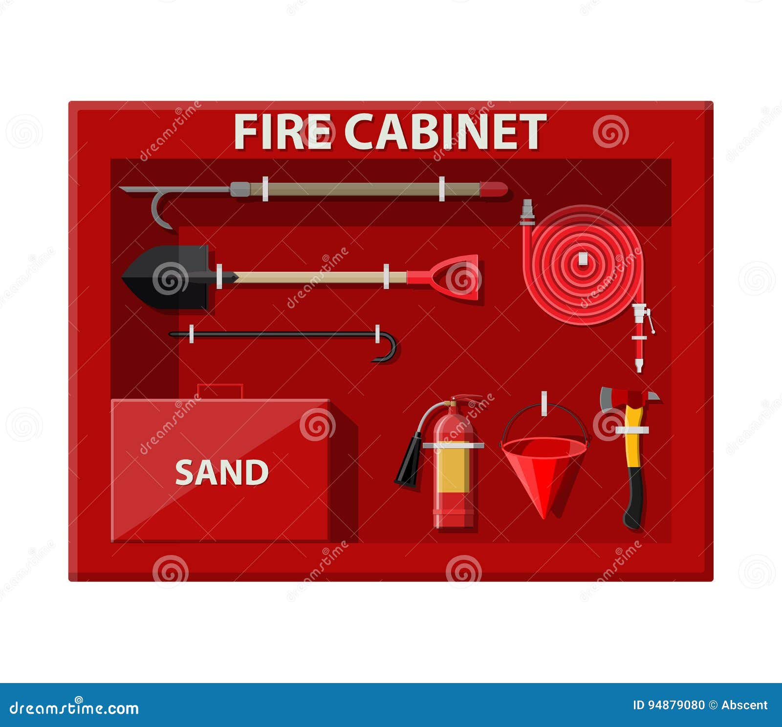 Fire Firefighting Set. Fire Equipment. Vector Illustration