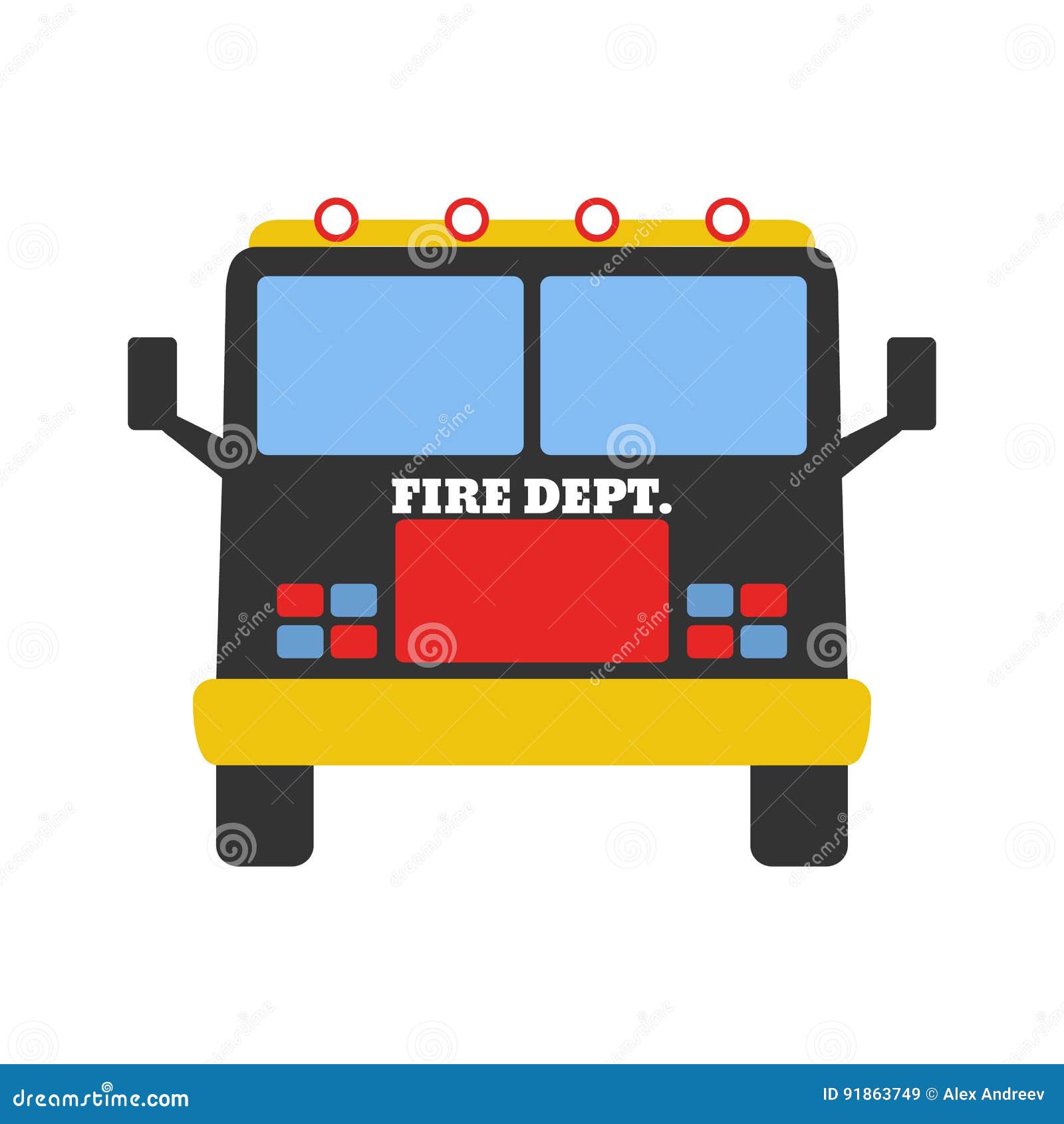 Fire Car. Fire Departament Equipment Icons. Vector Illustration. Stock Vector Illustration of