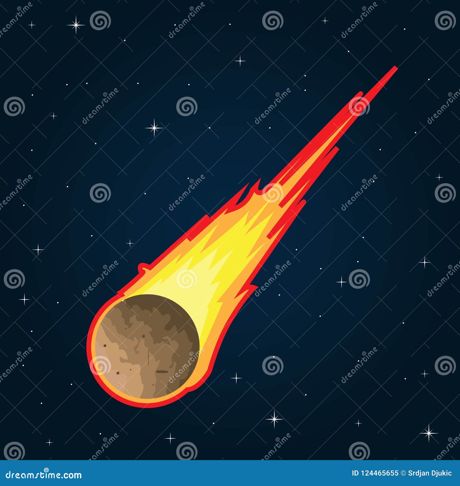 Fire Comet Flying with Big Speed in Space Stock Illustration