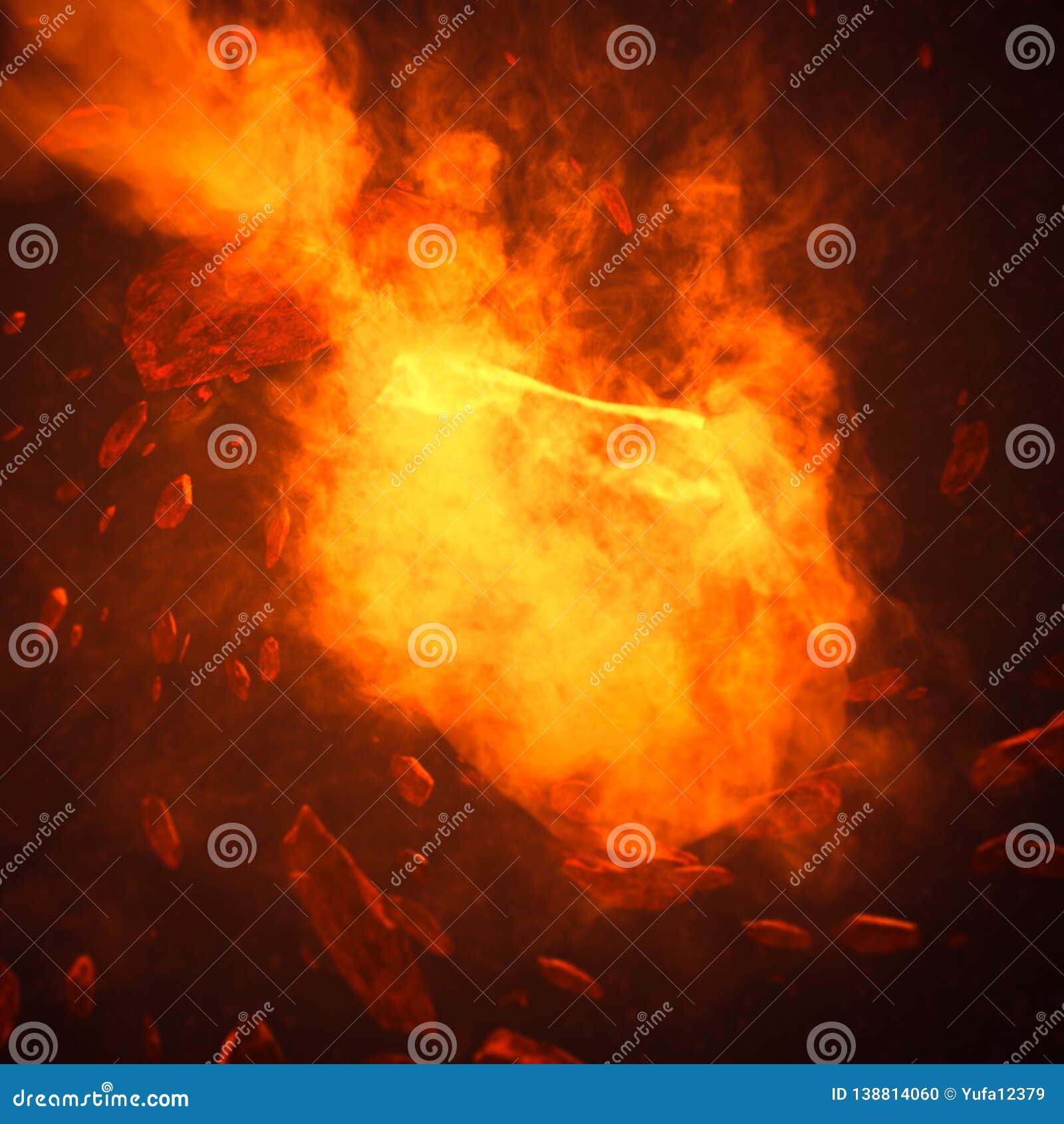 Fire Comet in Space with Meteor Storm. Powerful Star Moving. Concept