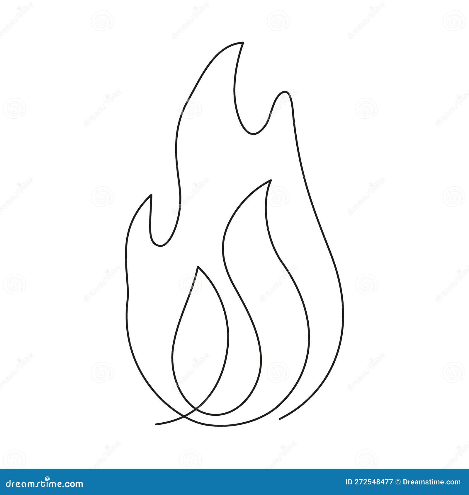 fire continuous single art line drawing. flame , bonfire, gas icon.  