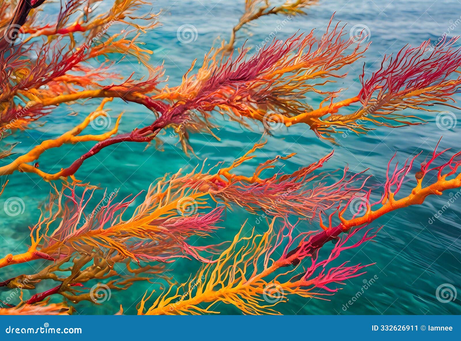 fire coral spreading out in the ocean.ai generated