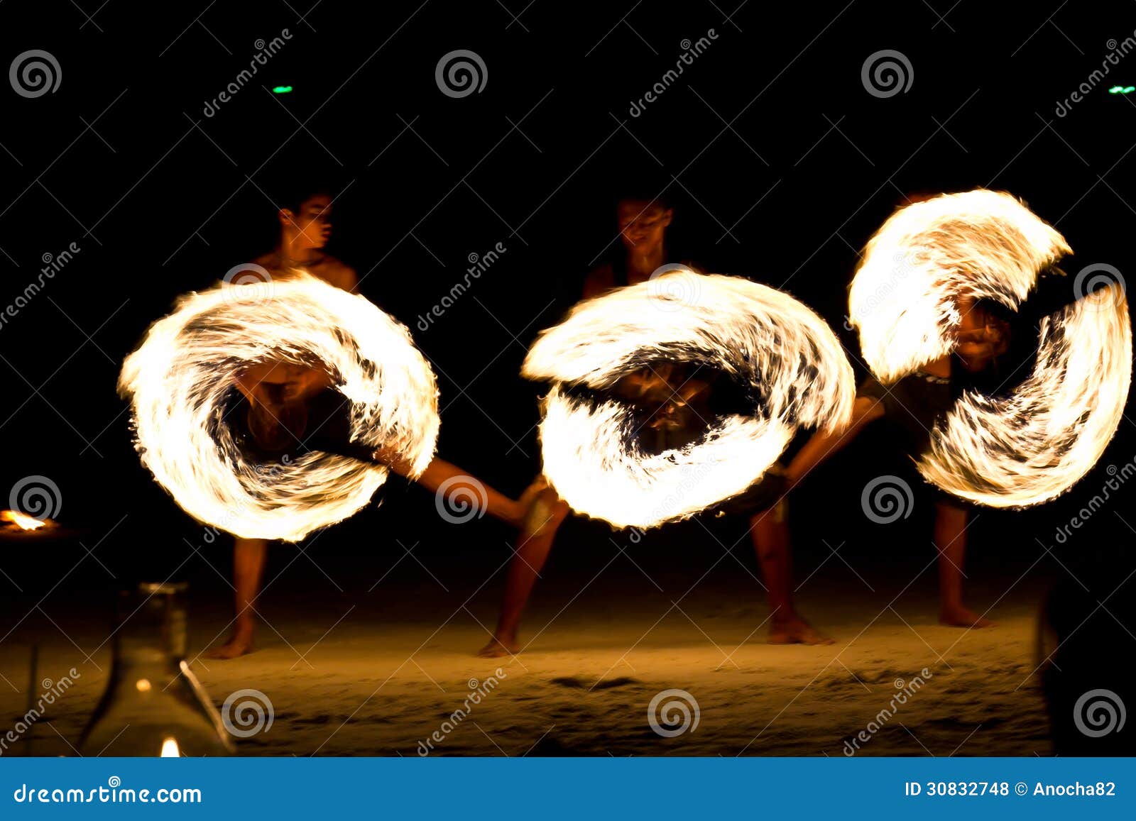 Fire Dancing Shows At Night. Amazing Fire Show As Part Of Wedding Ceremony Editorial Photo