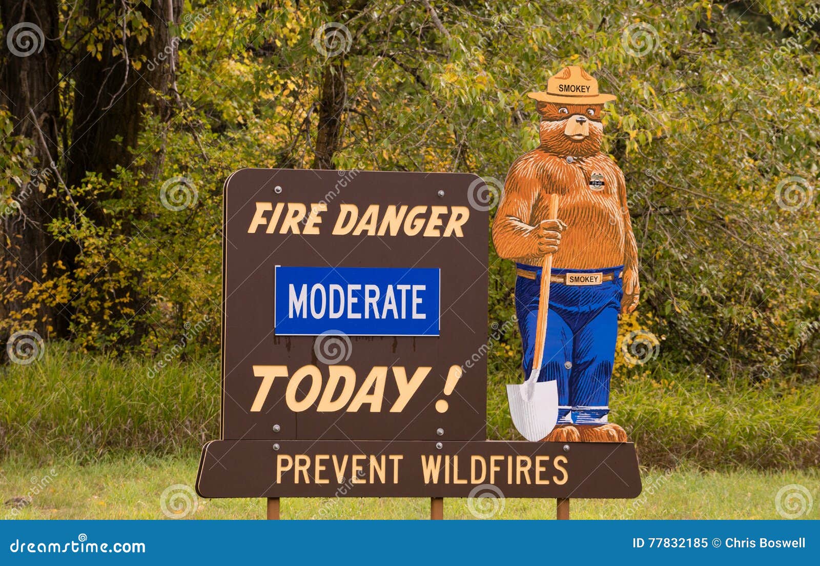 Fire Danger Moderate Today Smokey the Bear Sign Editorial Image Image