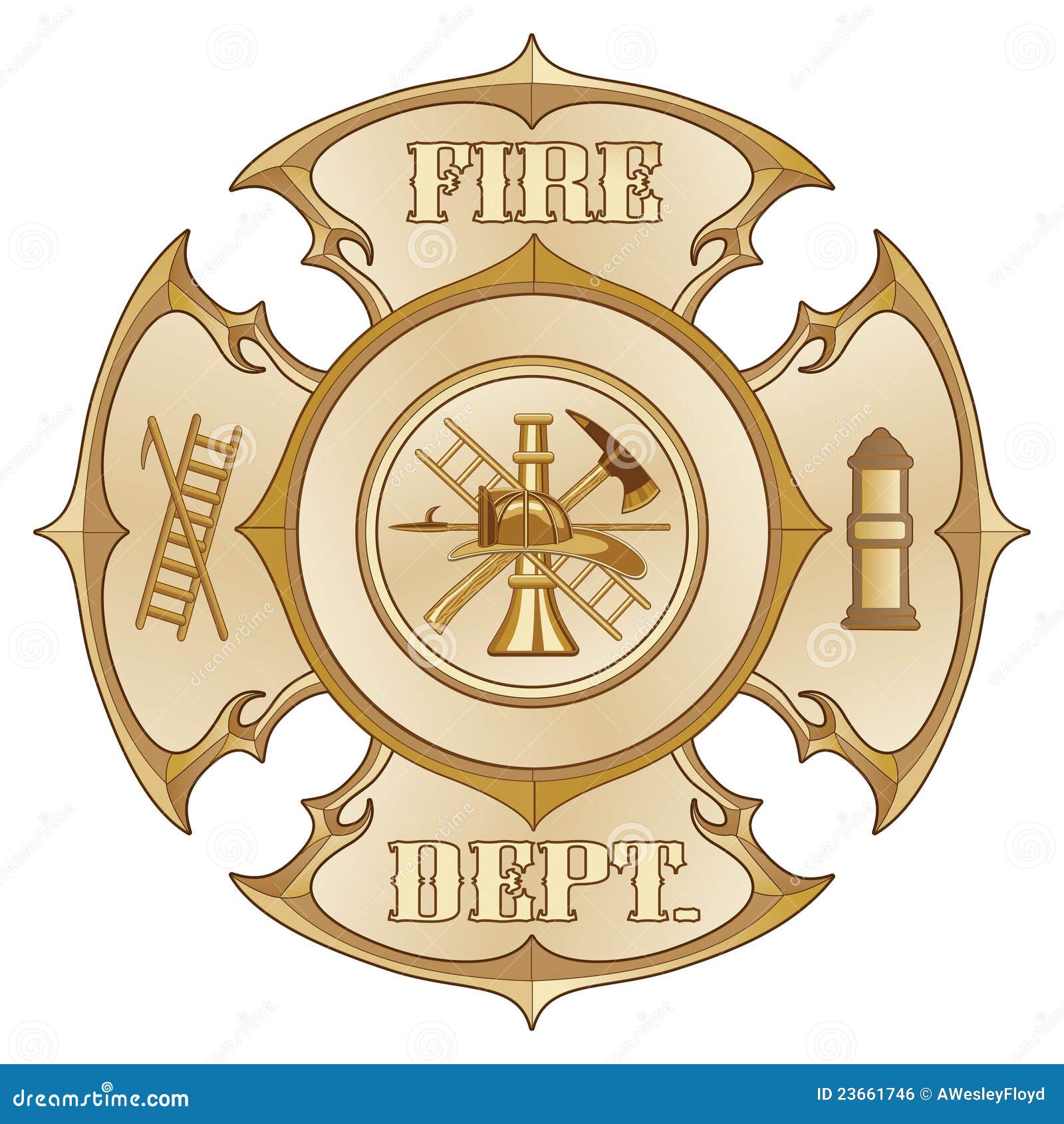 Fire Department Cross Vintage Gold Royalty Free Stock Image Image