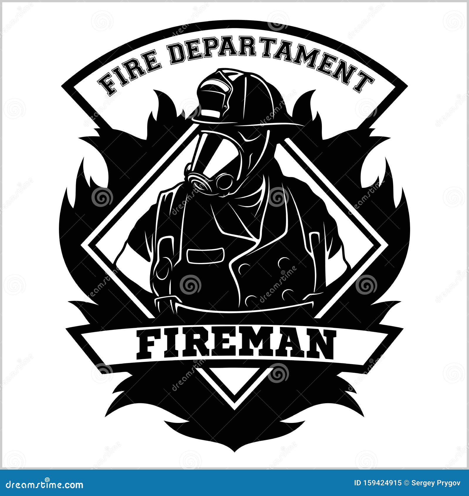fire department emblem - badge, logo on white background -  .