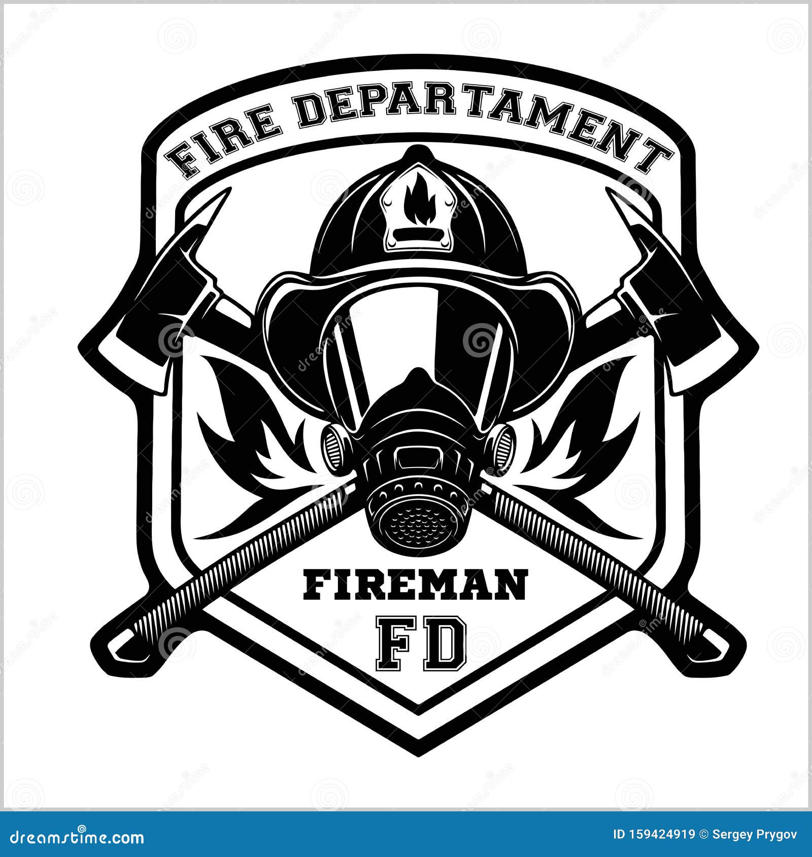 fire department emblem - badge, logo on white background -  .