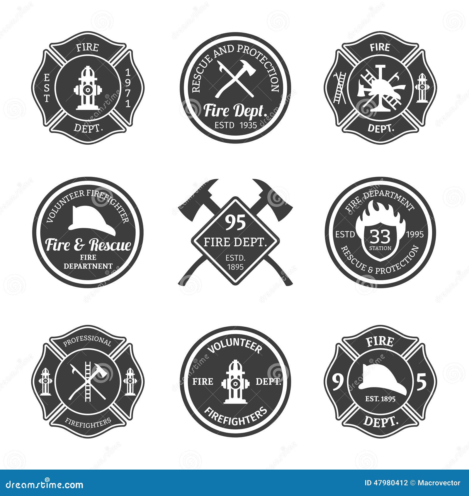fire department emblems black