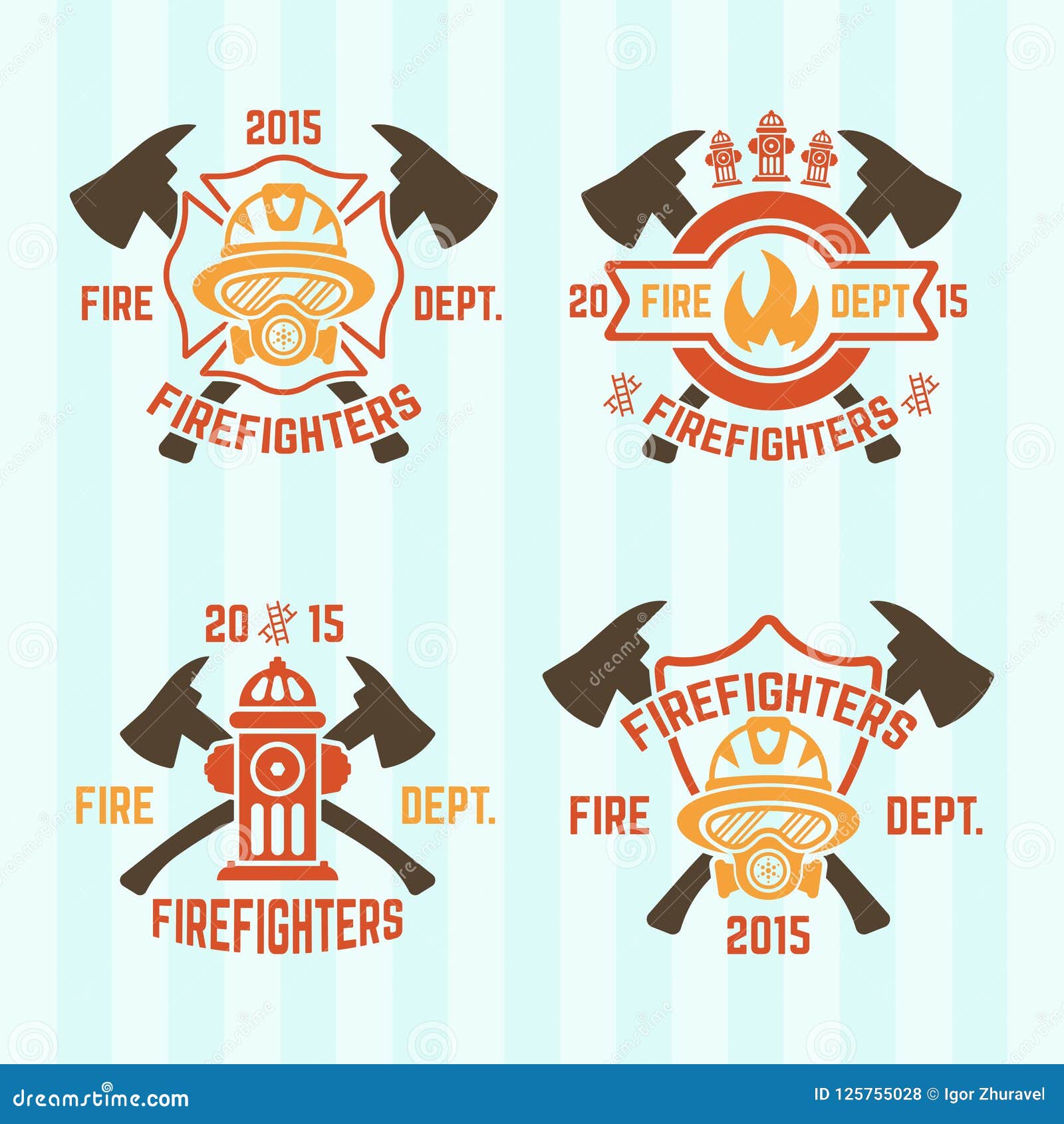 Fire Department Vector Colored Emblems Stock Vector Illustration of