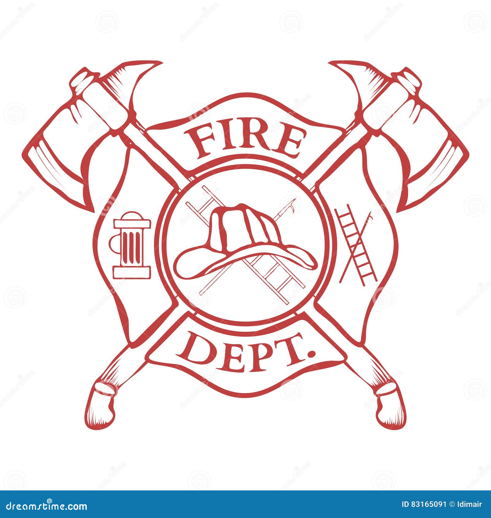 Fire Department Cross with EMT Symbol Patch Isolated on White