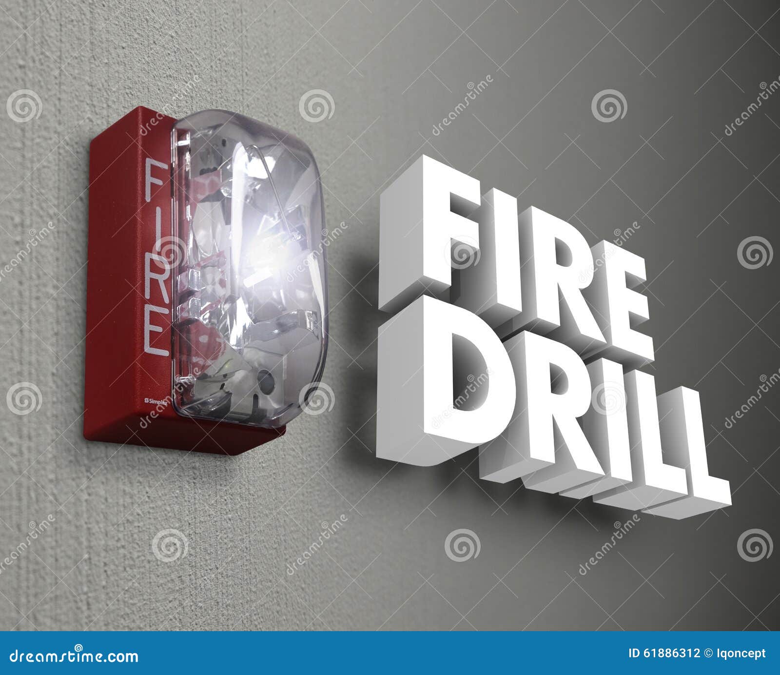 fire drill alarm emergency 3d words