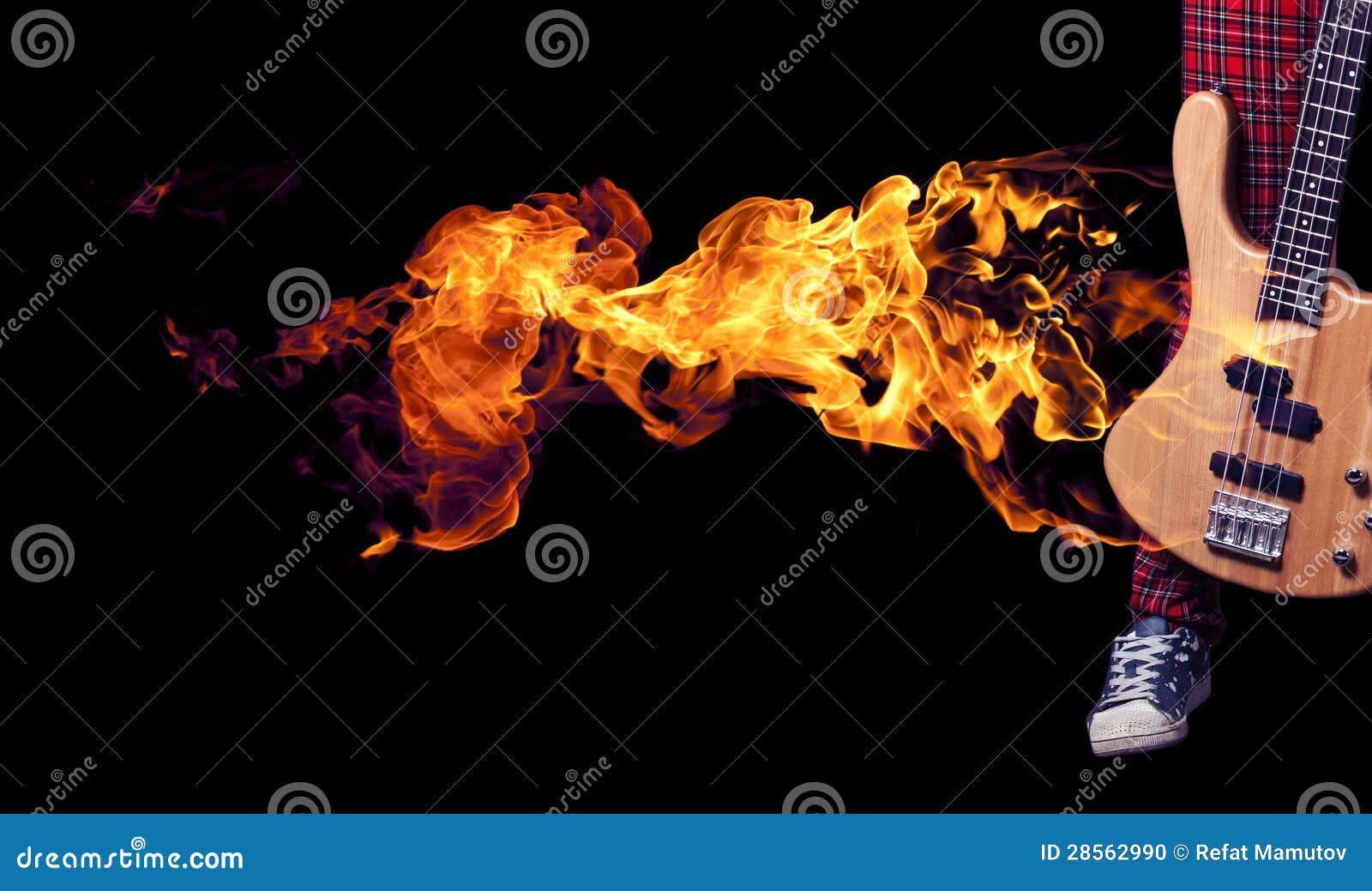 Fire electric guitar. stock photo. Image of black, heat 28562990