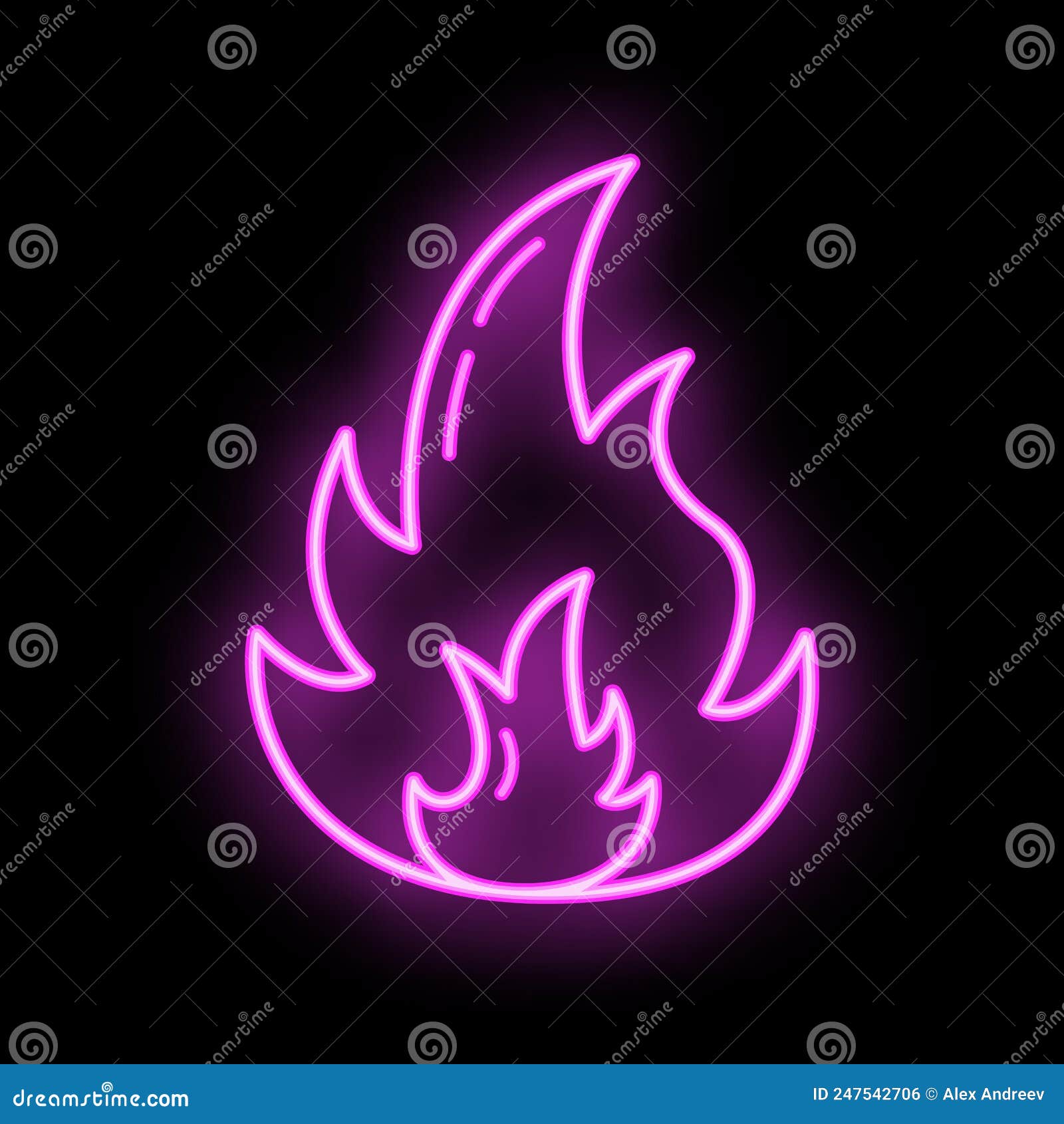 Fire Energy Source Concept Glow Neon Flat Vector Illustration, Isolated on Black Stock Vector