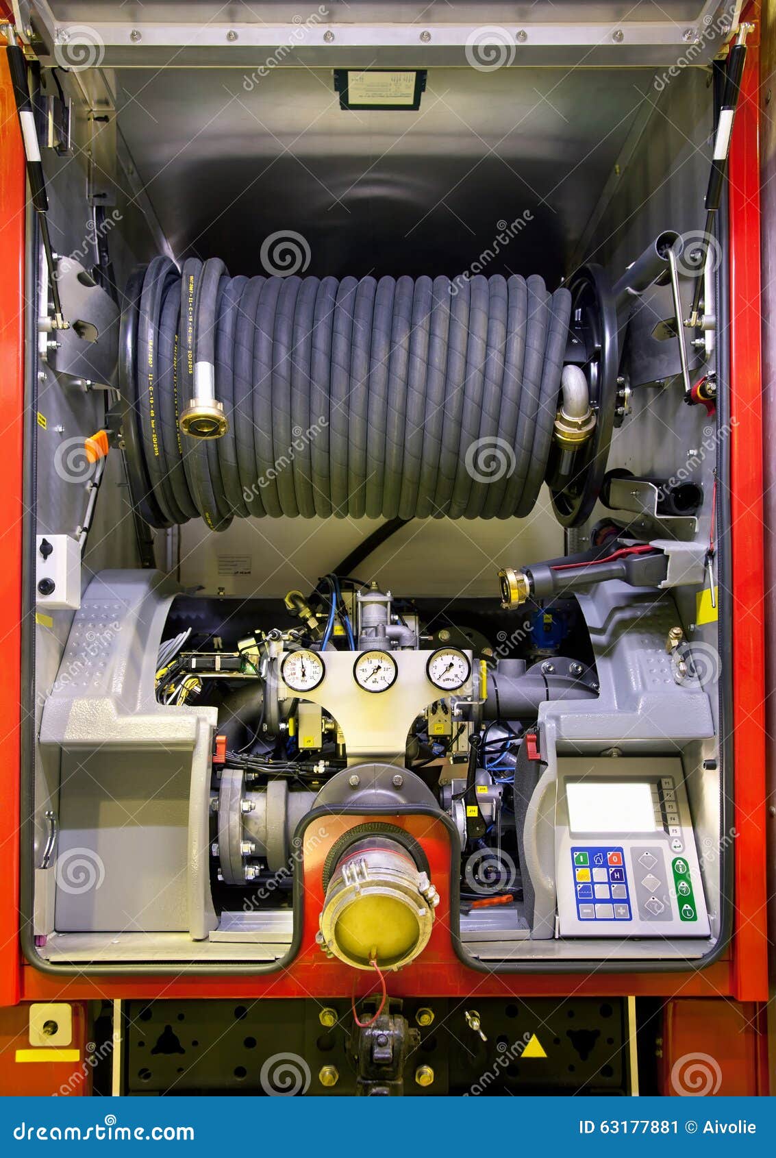 Fire engine equipment stock image. Image of container 63177881