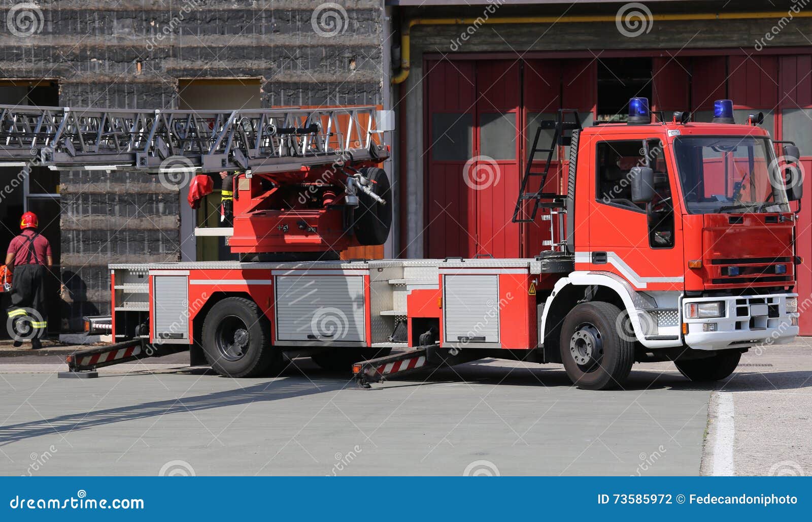 Big Fire Engine Truck Fire Drill Stock Photos - Free & Royalty