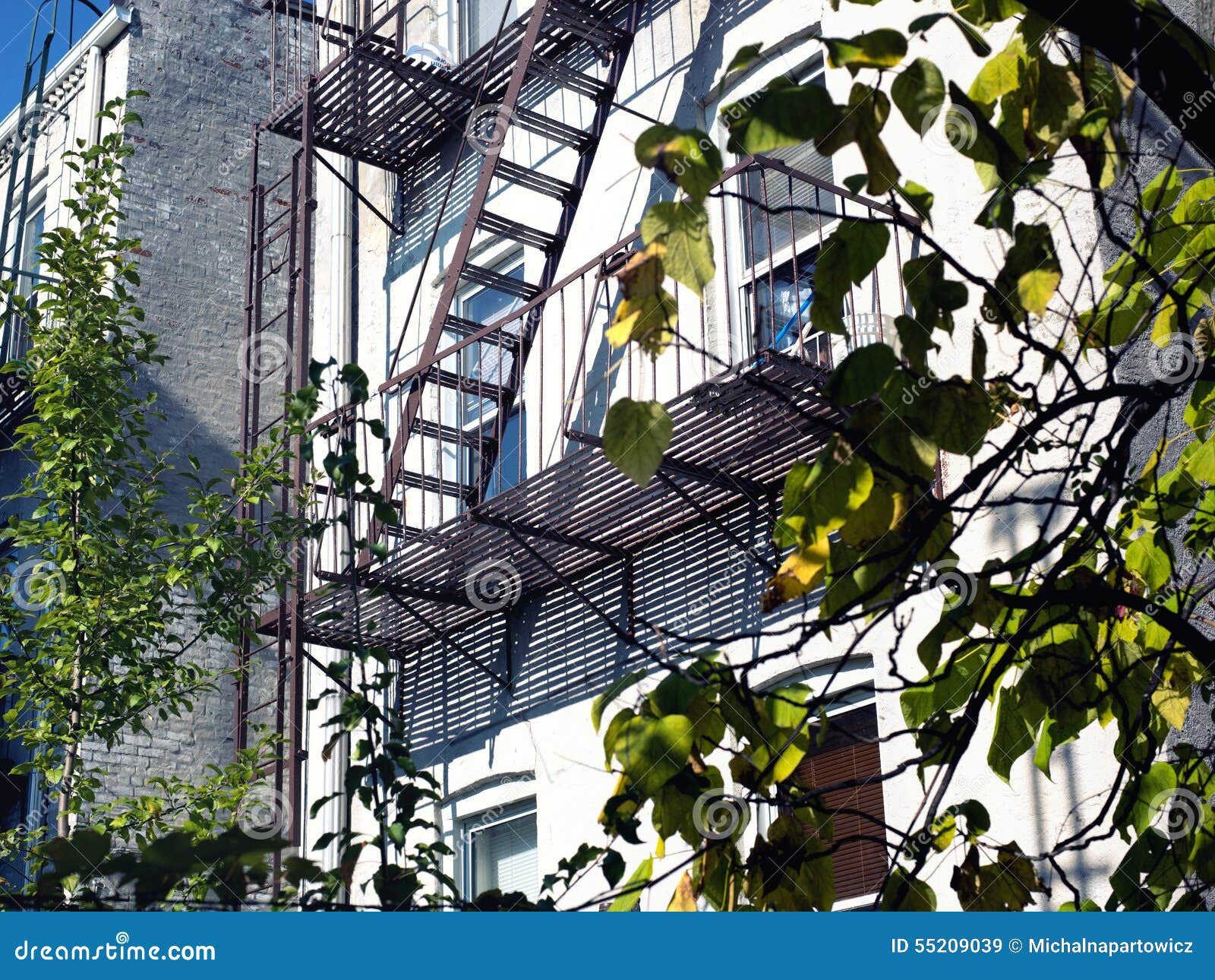 Fire Escape Stairs in NYC stock image. Image of exterior 55209039