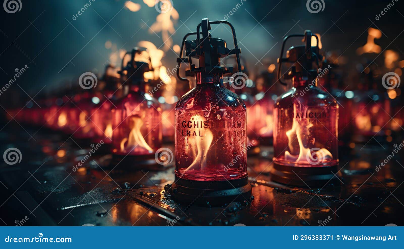 Fire Extinguisher in the Factory at Night Stock Image Image of
