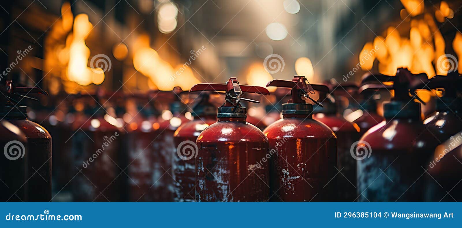 Fire Extinguisher in the Factory at Night Stock Photo Image of heat