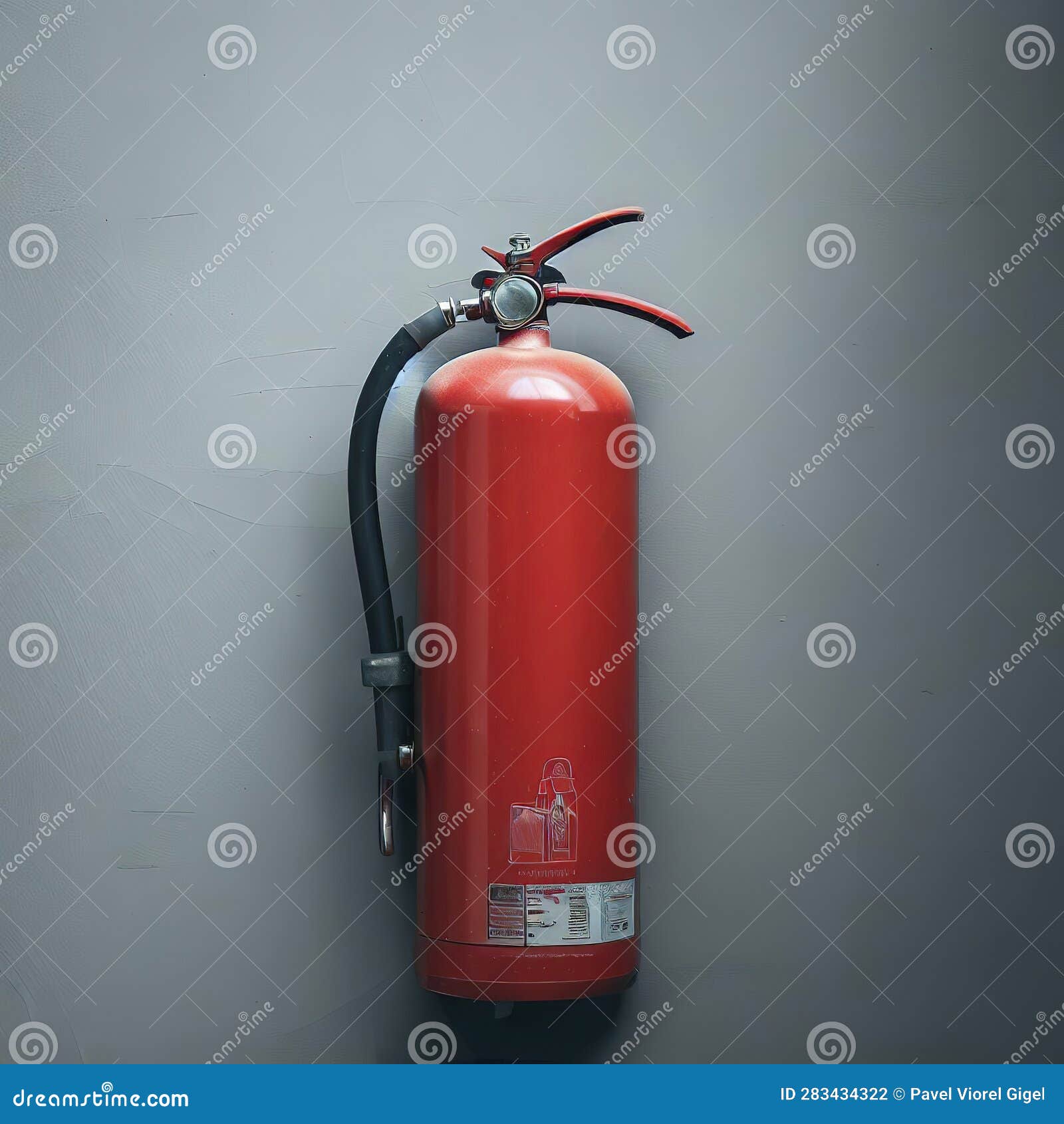Fire Extinguisher on Gray Wall Stock Illustration Illustration of