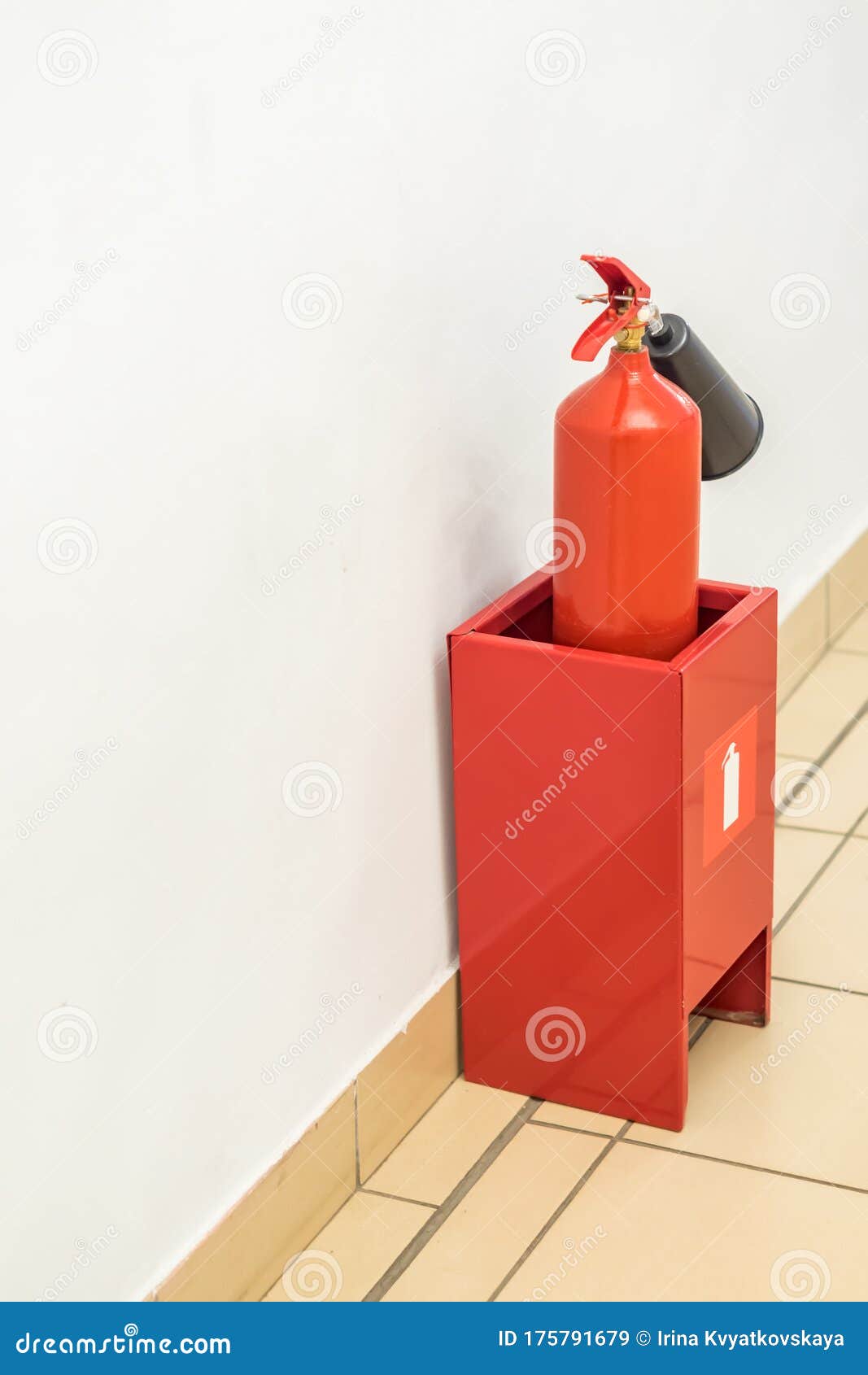 Fire Extinguisher Near The Wall Indoors Stock Image ...
