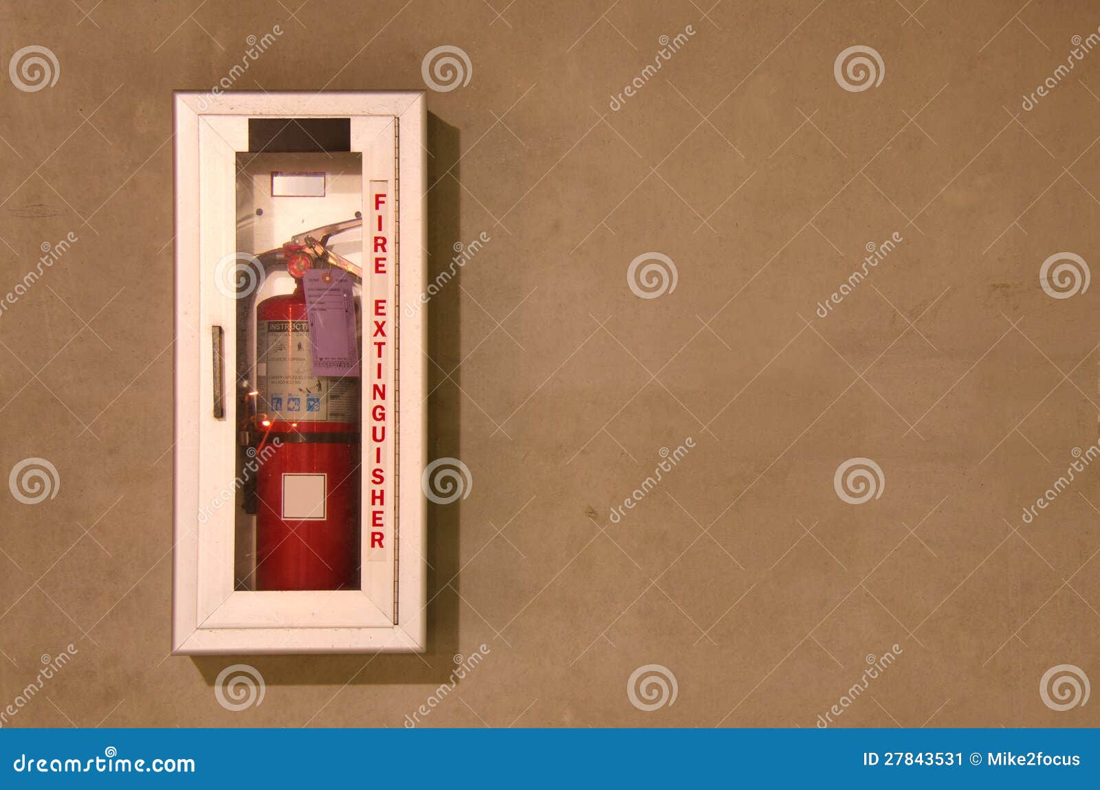Fire Extinguisher in a Wall Mounted Glass Case Stock Image Image of