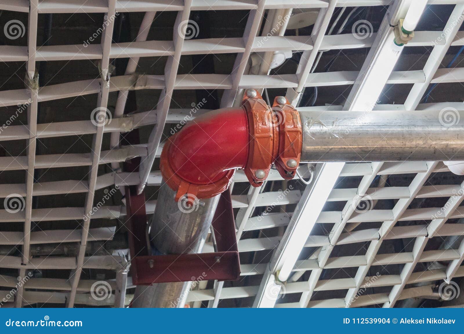 Fire protection pipe stock photo. Image of emergency 112539904