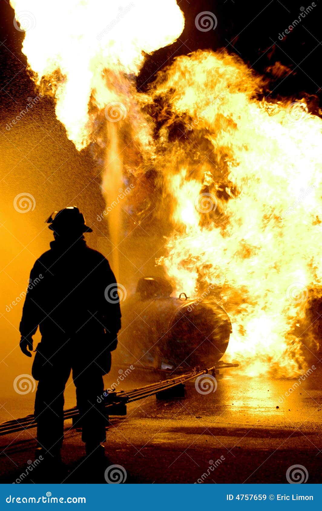 Fire Fighter and Flames stock image Image of safety 