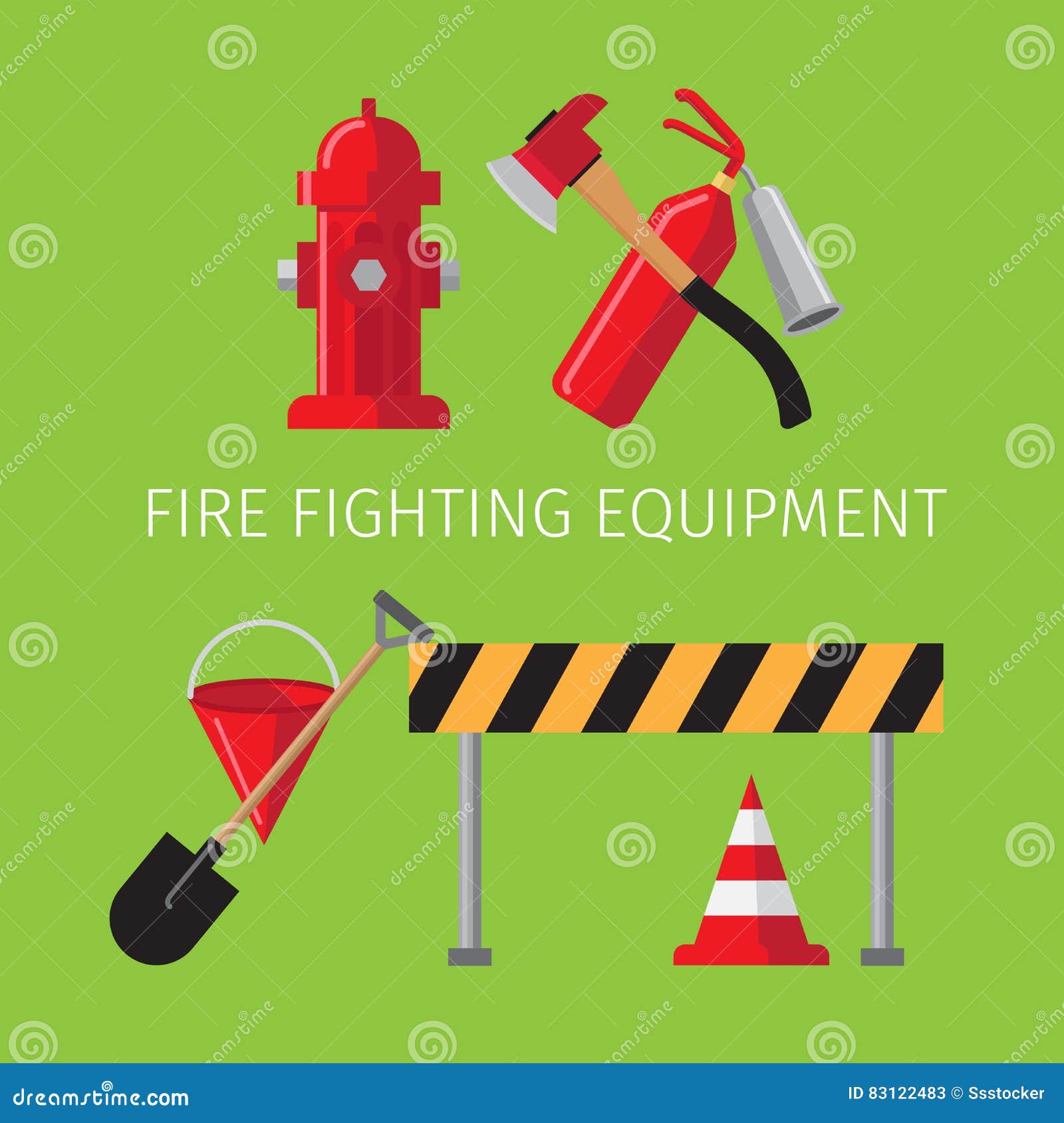 Fire fighting equipment stock vector. Illustration of firehose 83122483