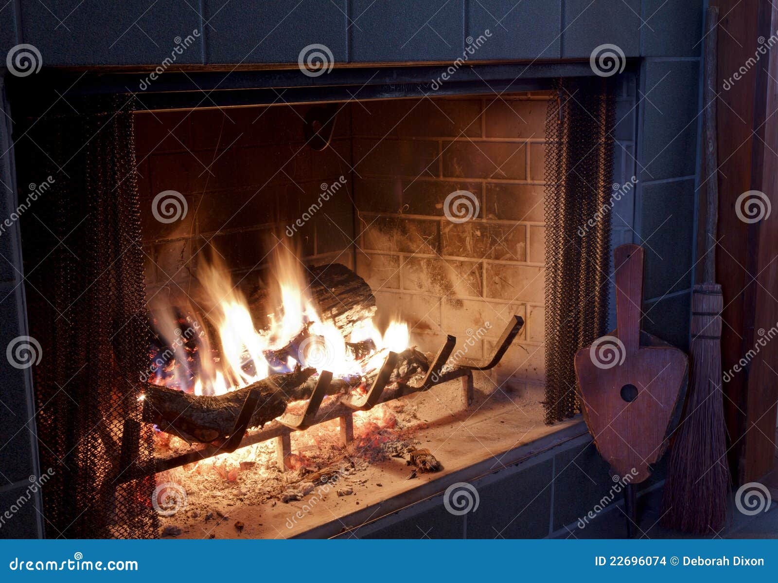 fire in a fireplace