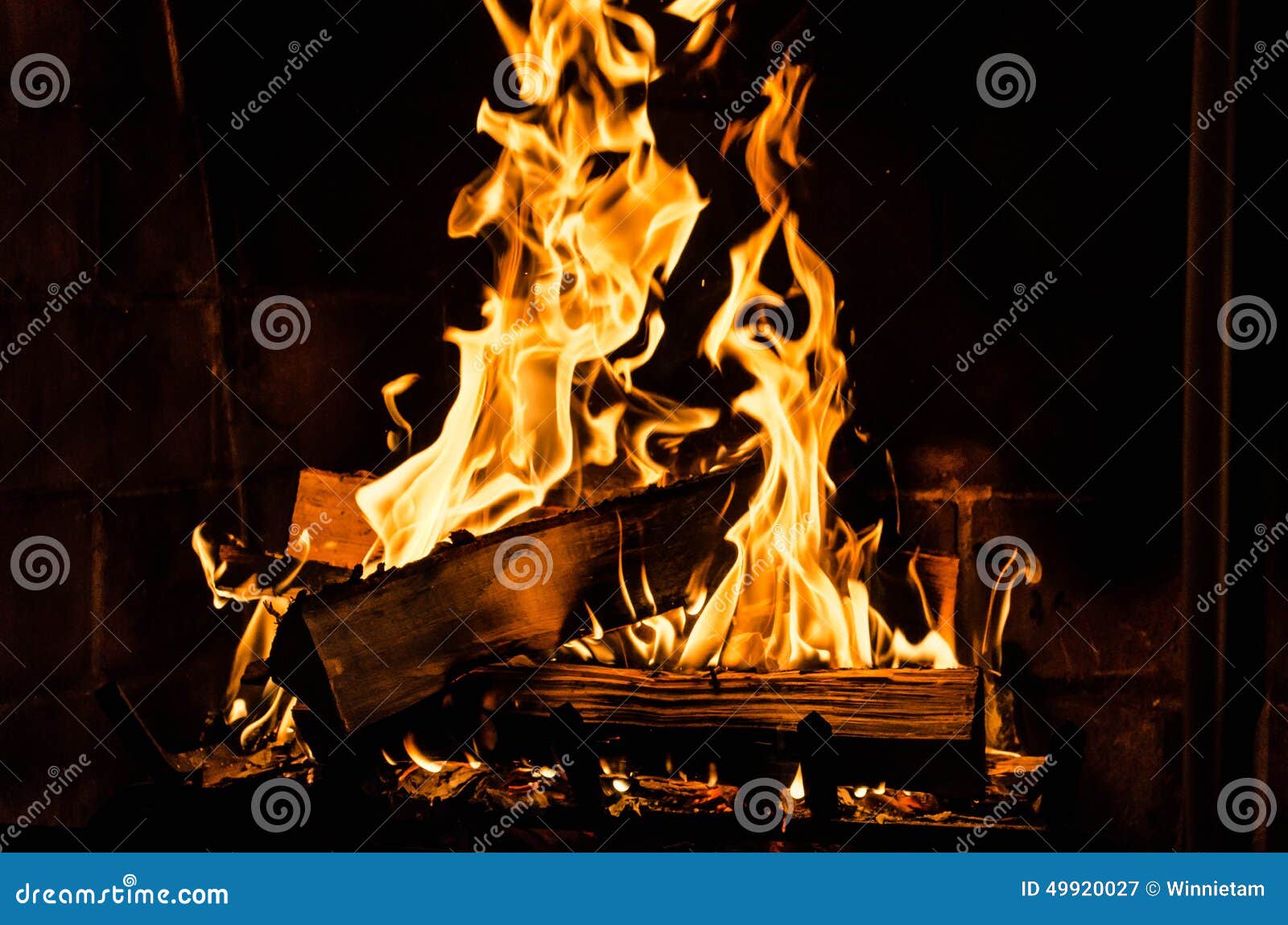 fire in fireplace