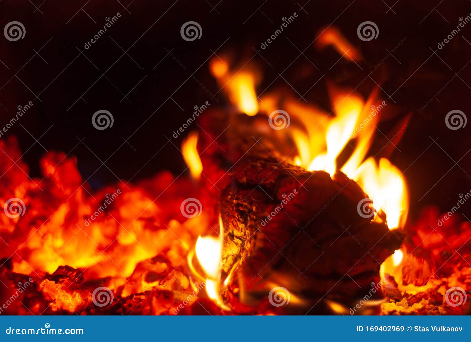 fire in the fireplace close-up,