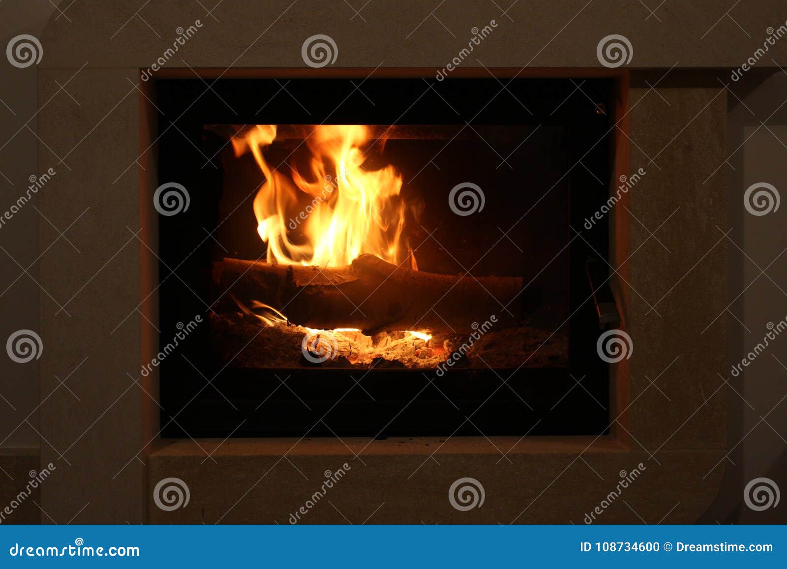 Fire in Fireplace. Warm House. Stock Photo Image of home, heat 108734600