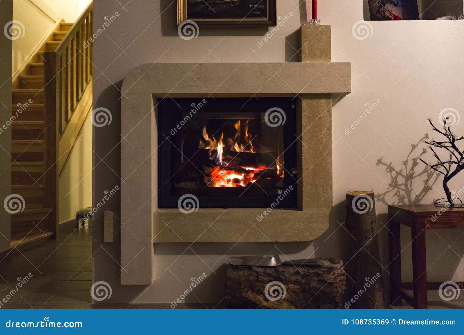 Fire in Fireplace. Warm House. Stock Image Image of fireplace, layers